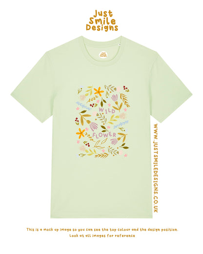 Wild Flower Pattern Graphic T-Shirt - Organic Cotton