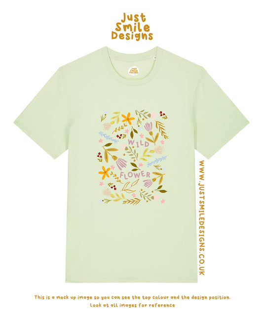 Wild Flower Pattern Graphic T-Shirt - Organic Cotton