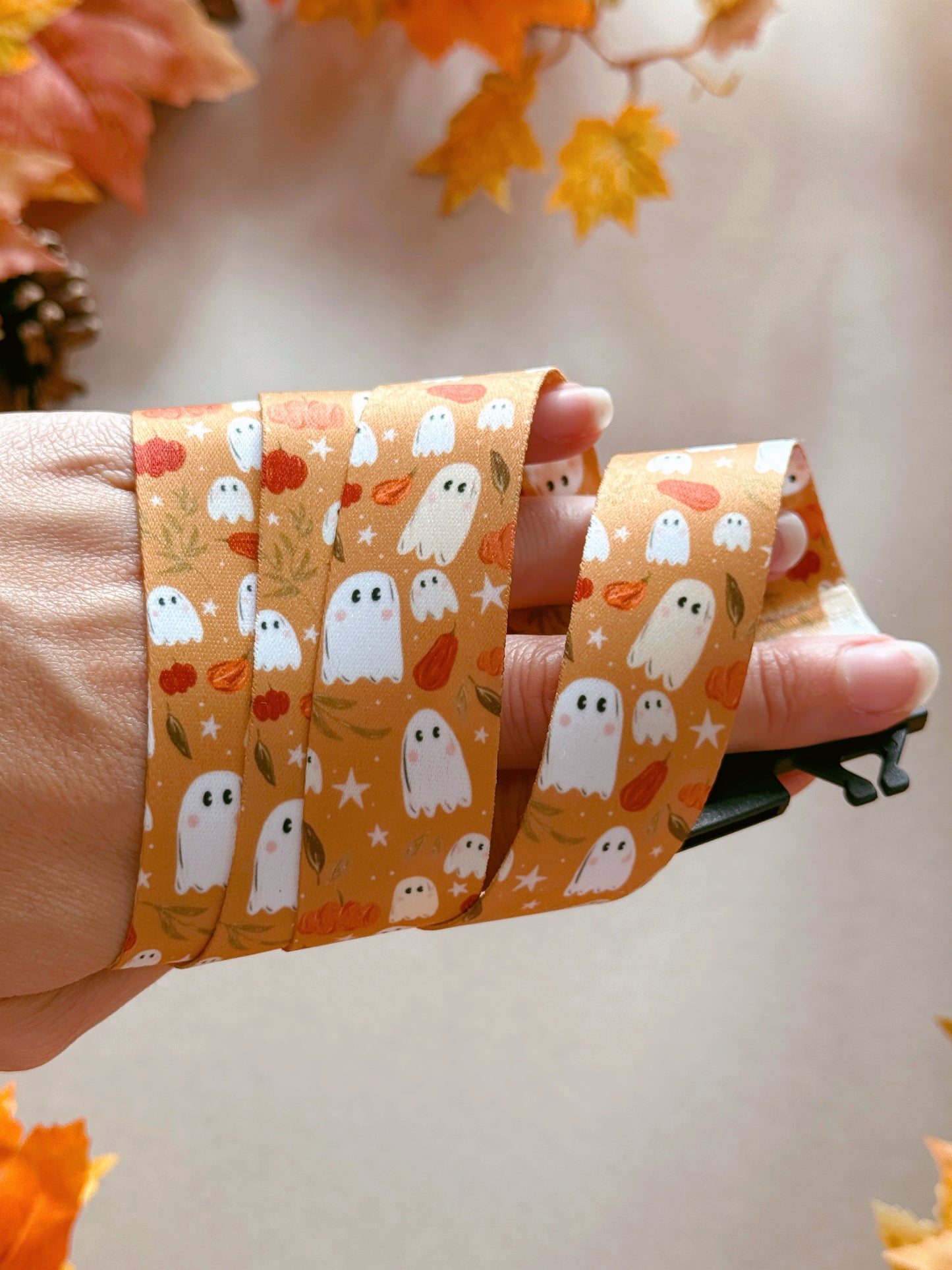 Pumpkin Ghost Lanyard - Golden