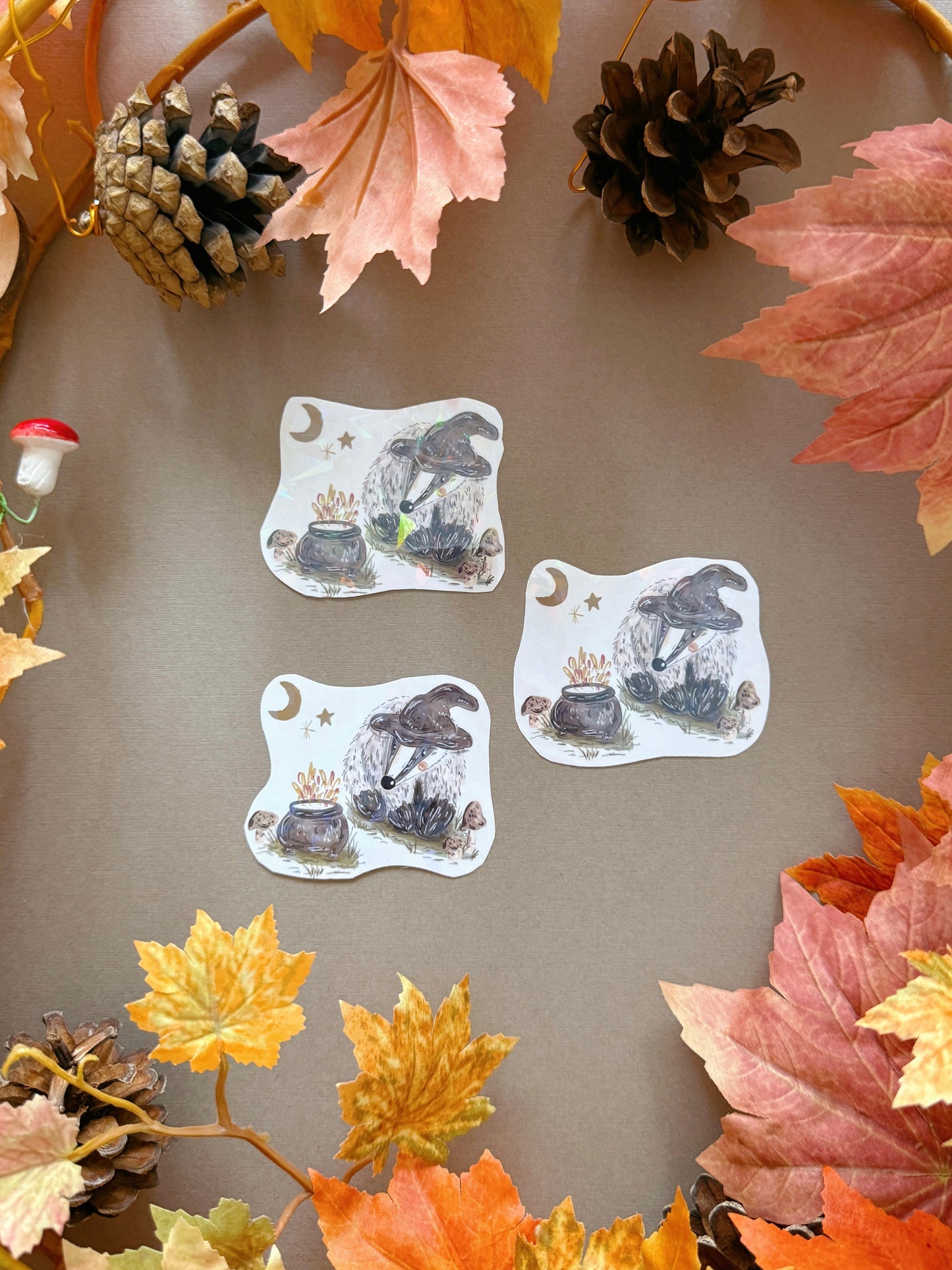 Witch Badger Sticker - Holographic