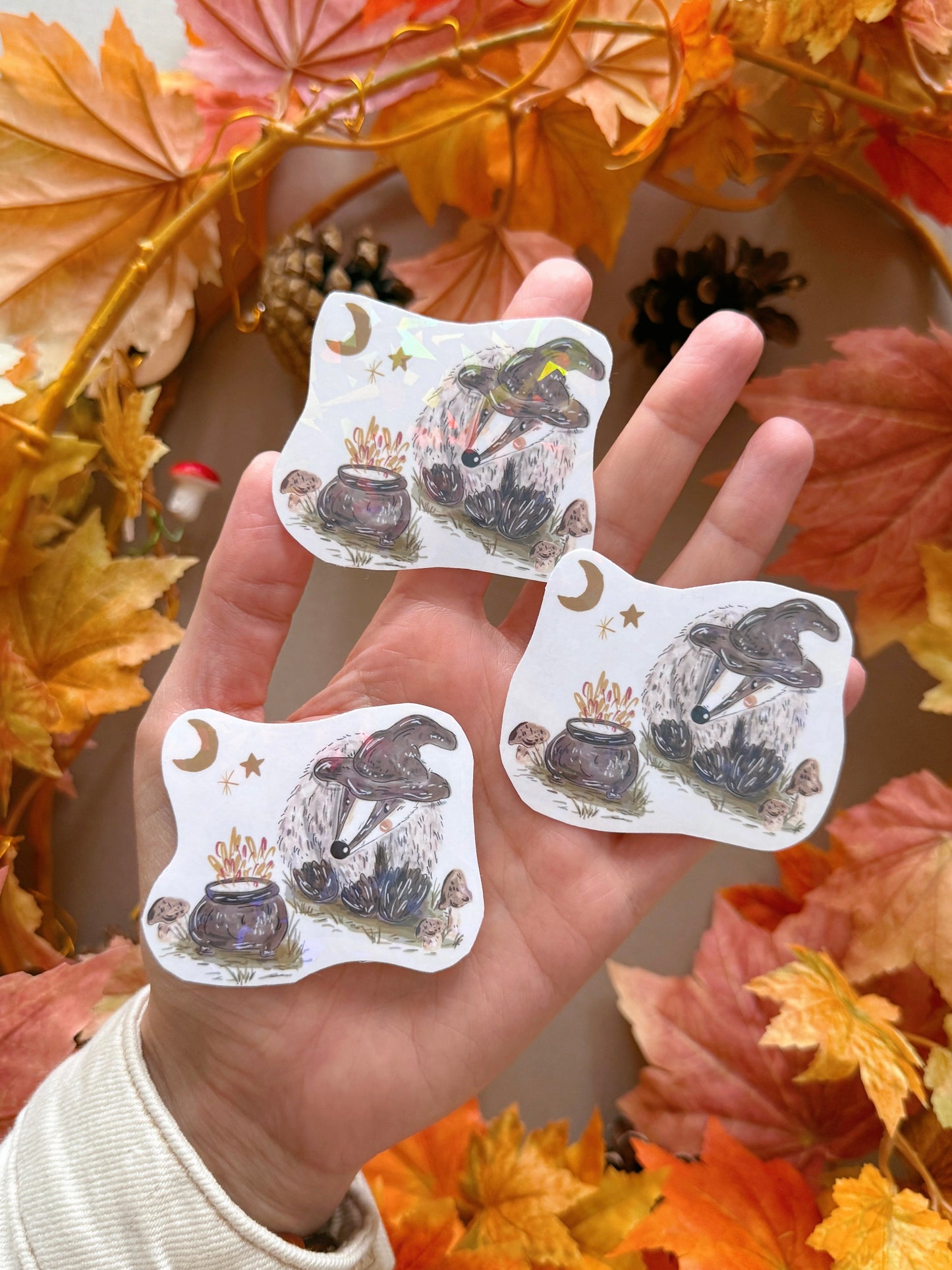 Witch Badger Sticker - Holographic