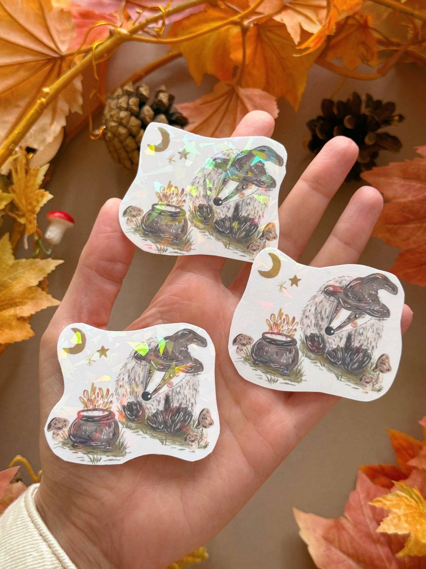 Witch Badger Sticker - Holographic