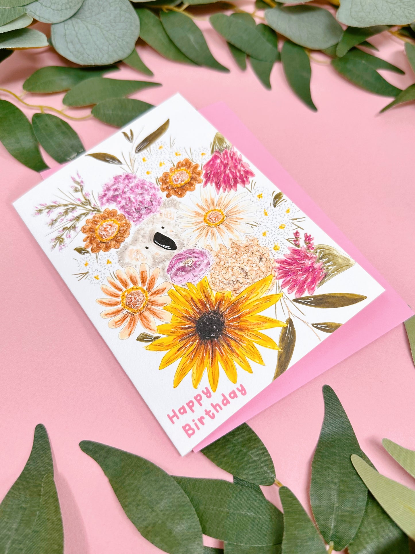 Floral Koala Birthday Card