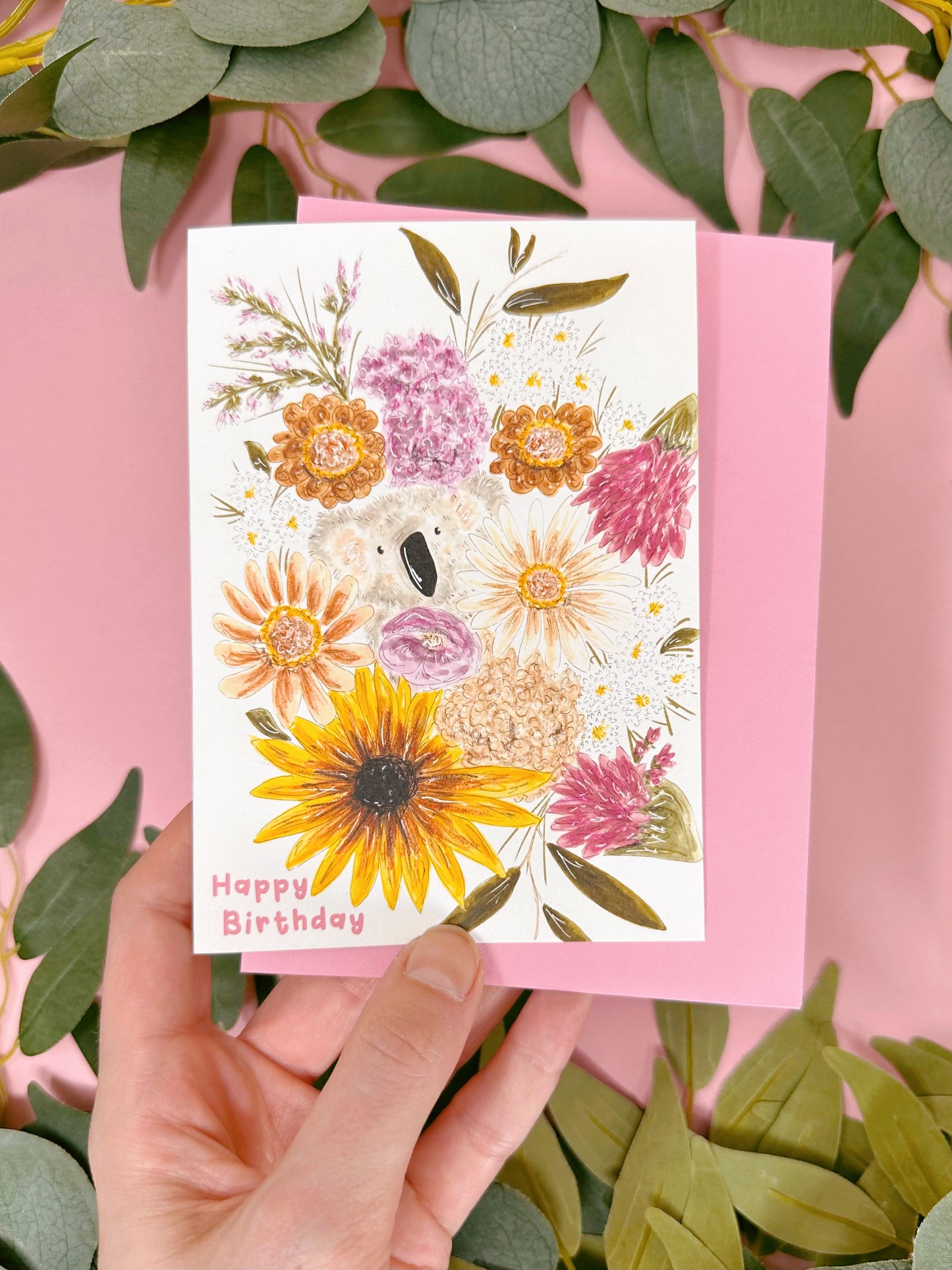 Floral Koala Birthday Card