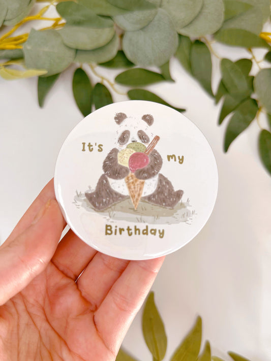 Panda Ice Cream Birthday Badge