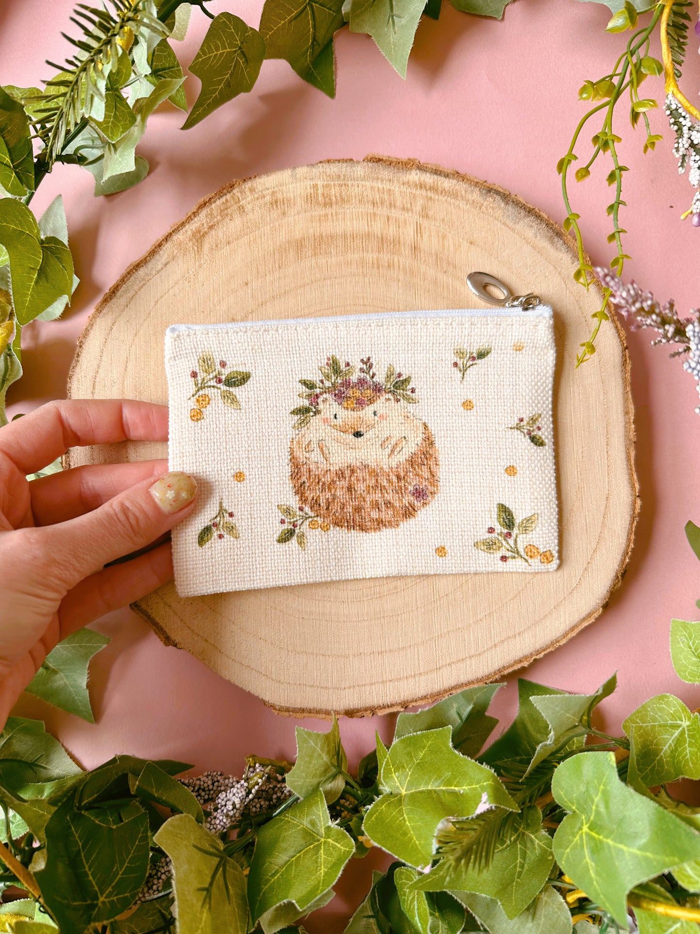 Floral Hedgehog Zip Case