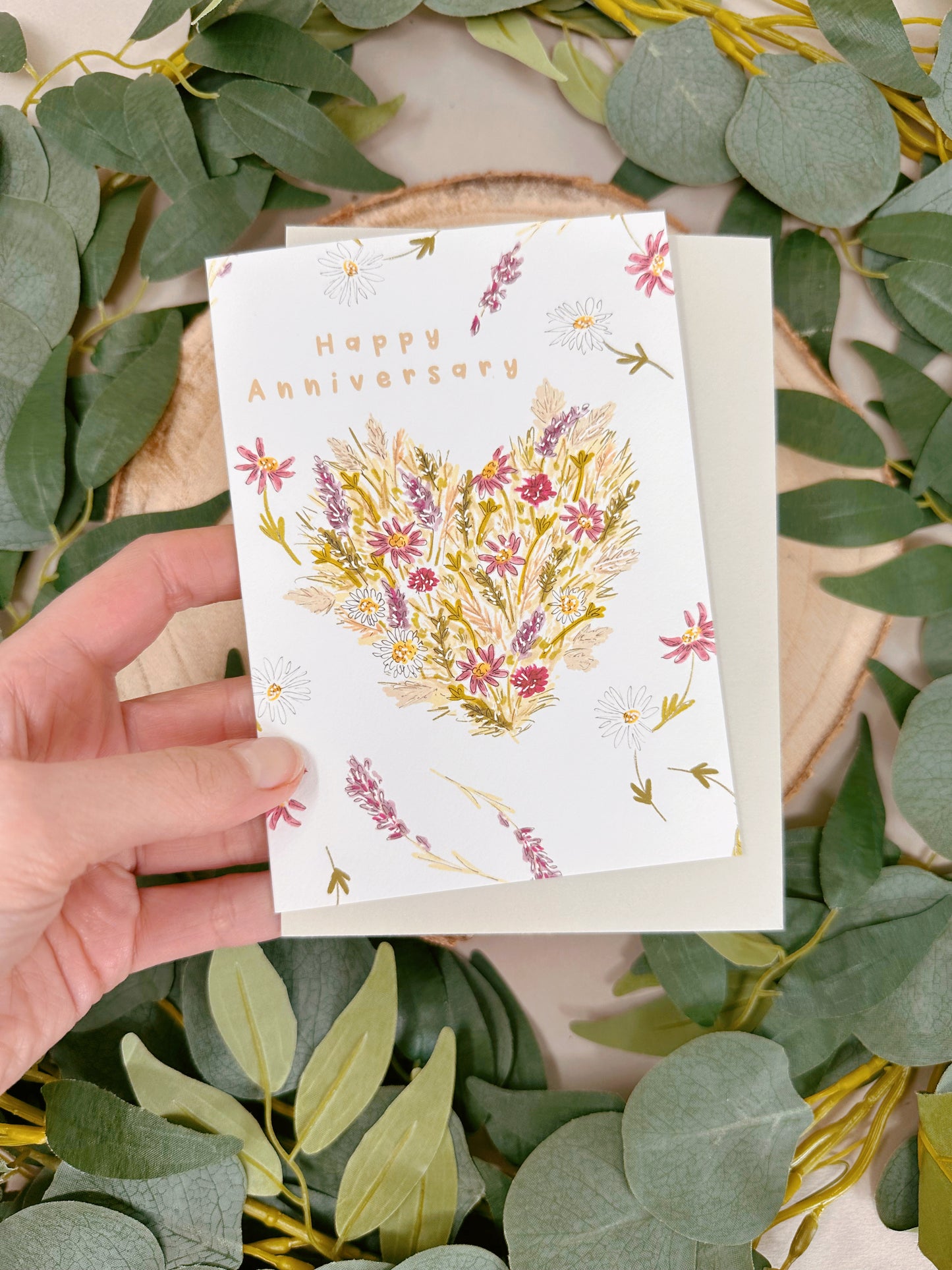 Floral Heart Anniversary Card