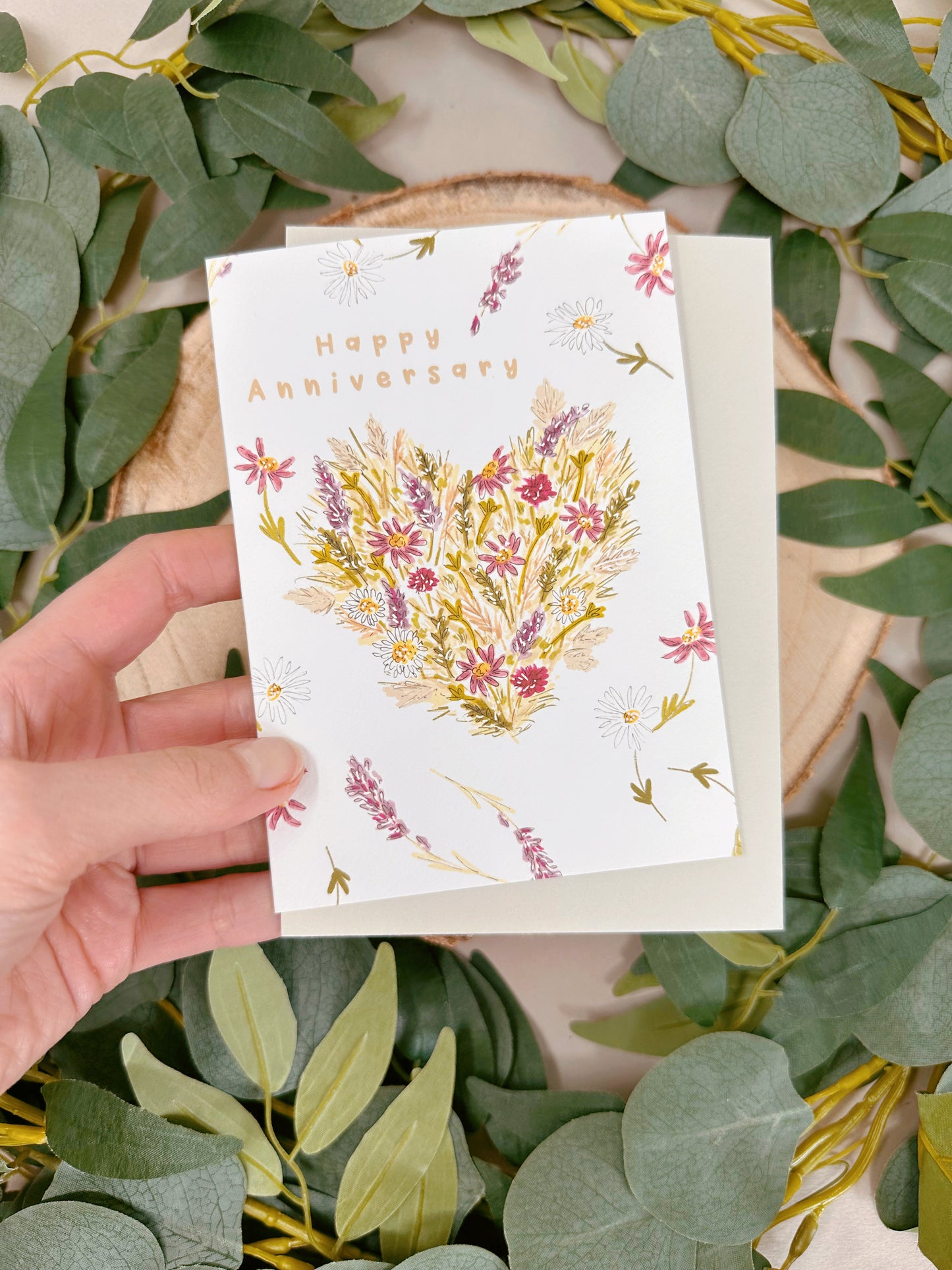 Floral Heart Anniversary Card