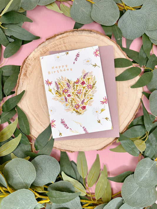 Floral Heart Birthday Card