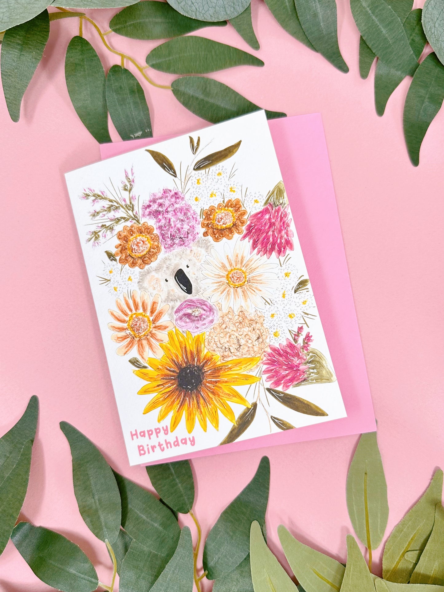 Floral Koala Birthday Card