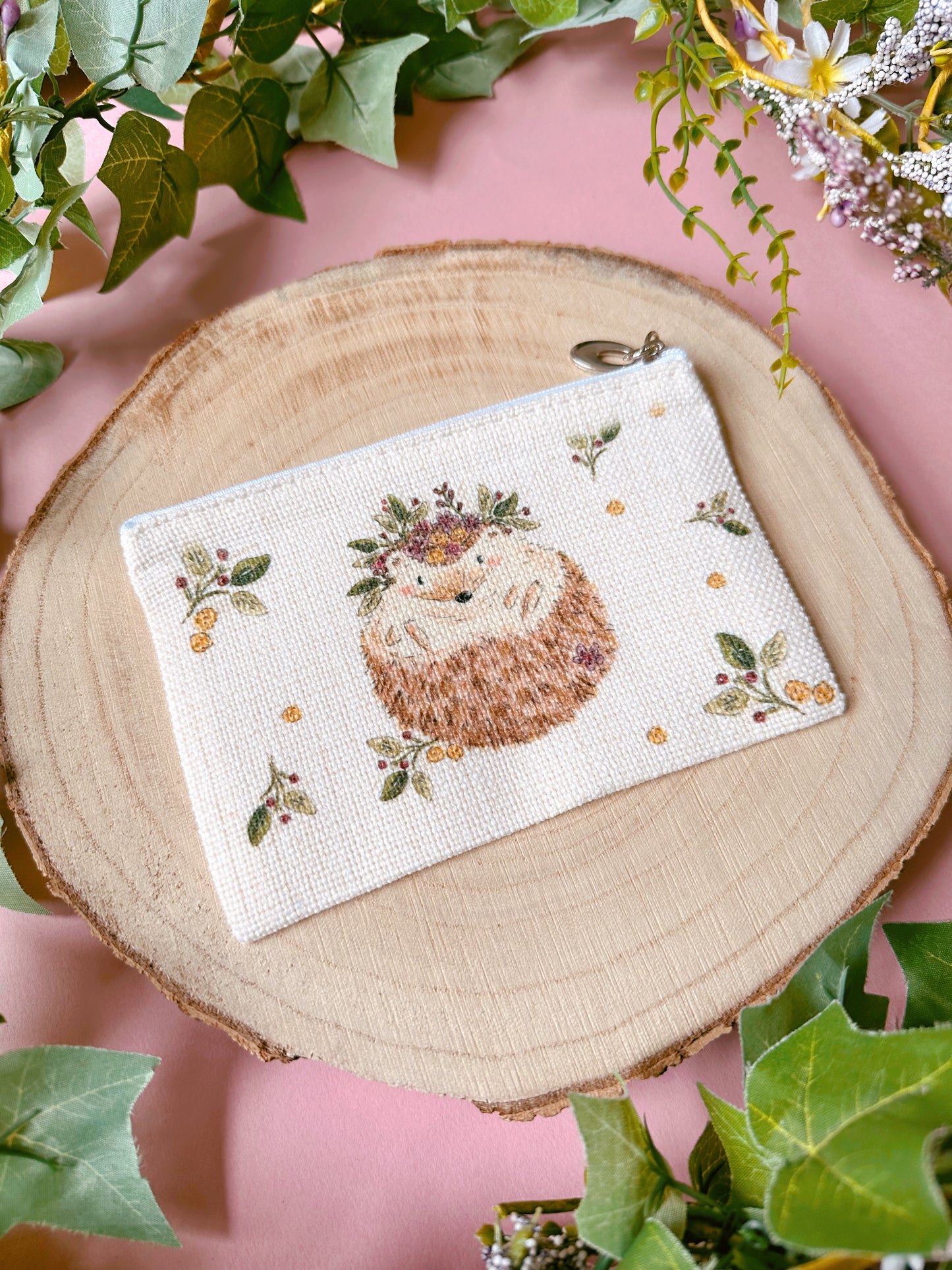 Floral Hedgehog Zip Case