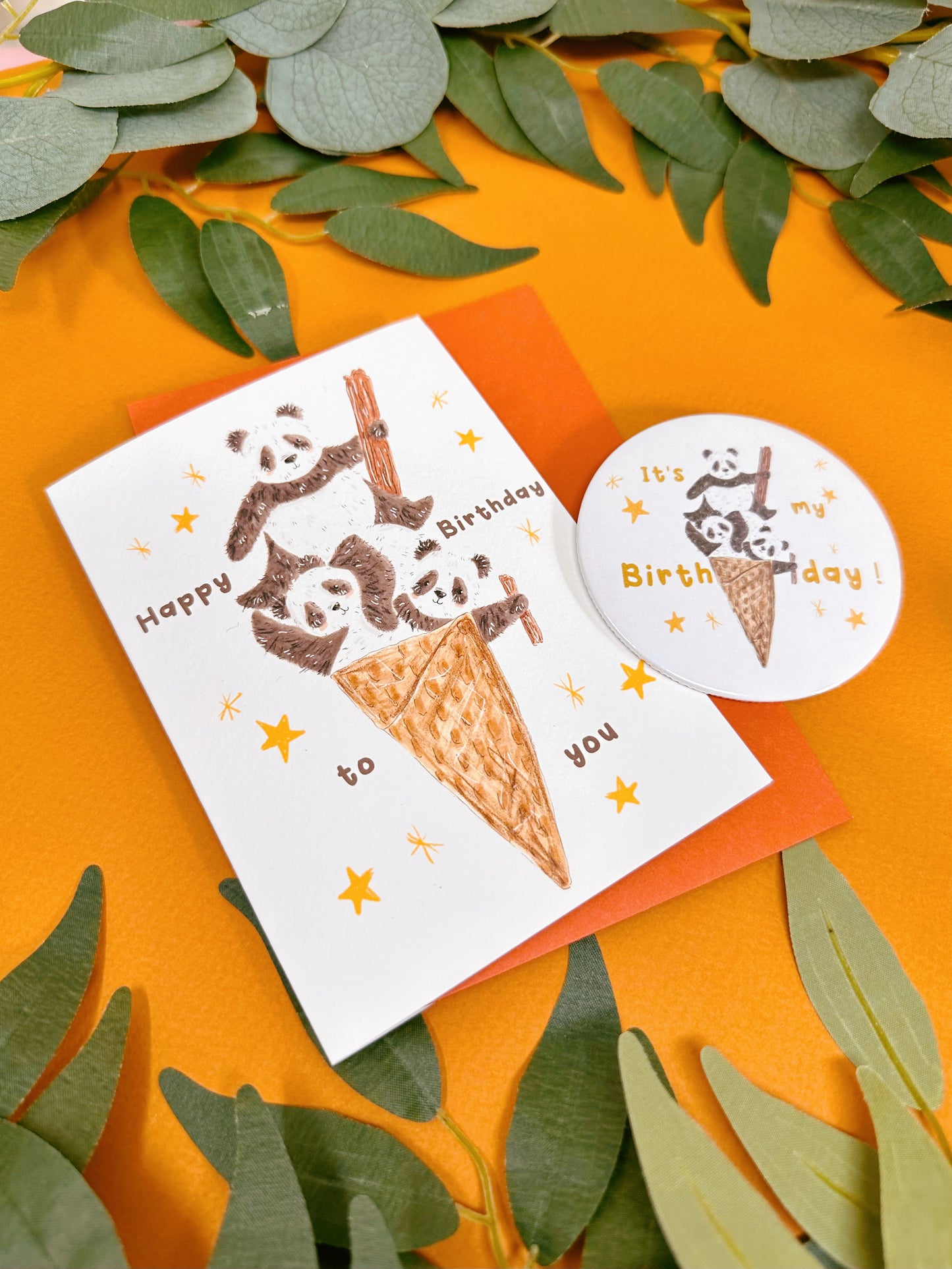 Panda Cone Birthday Card