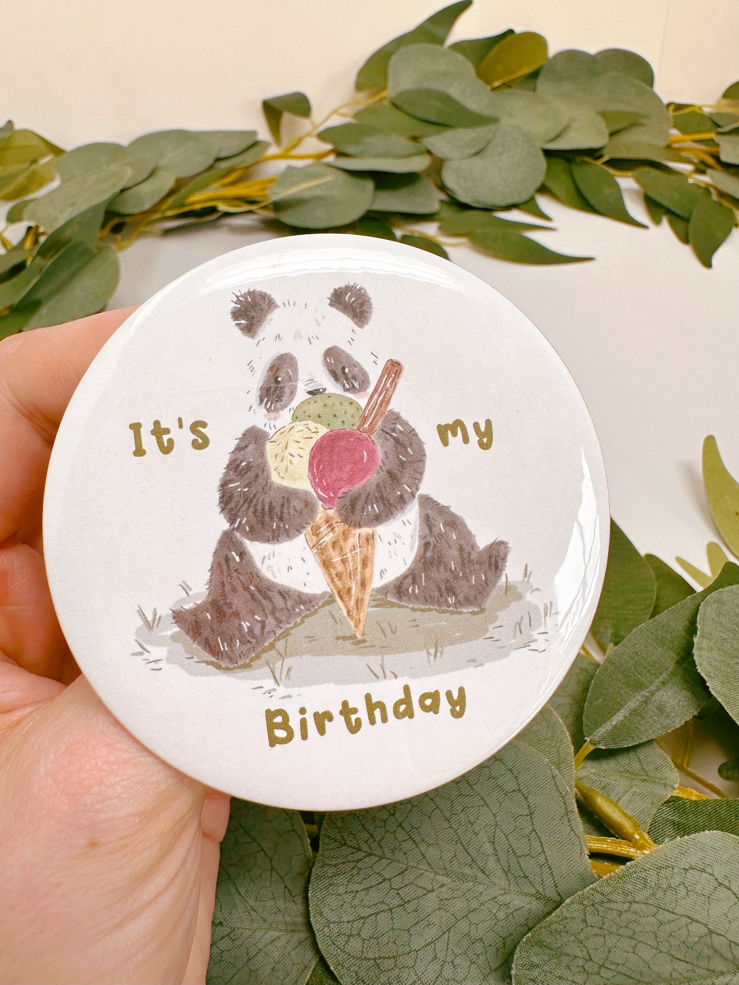 Panda Ice Cream Birthday Badge