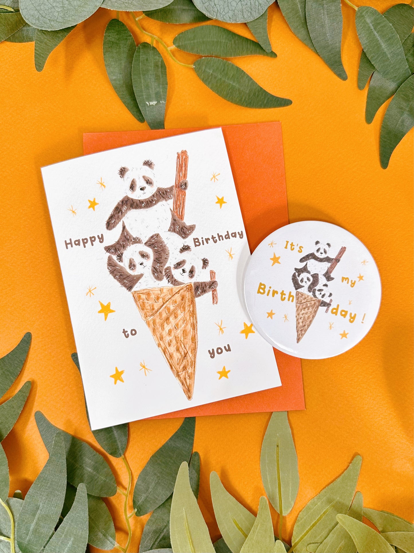 Panda Cone Birthday Card