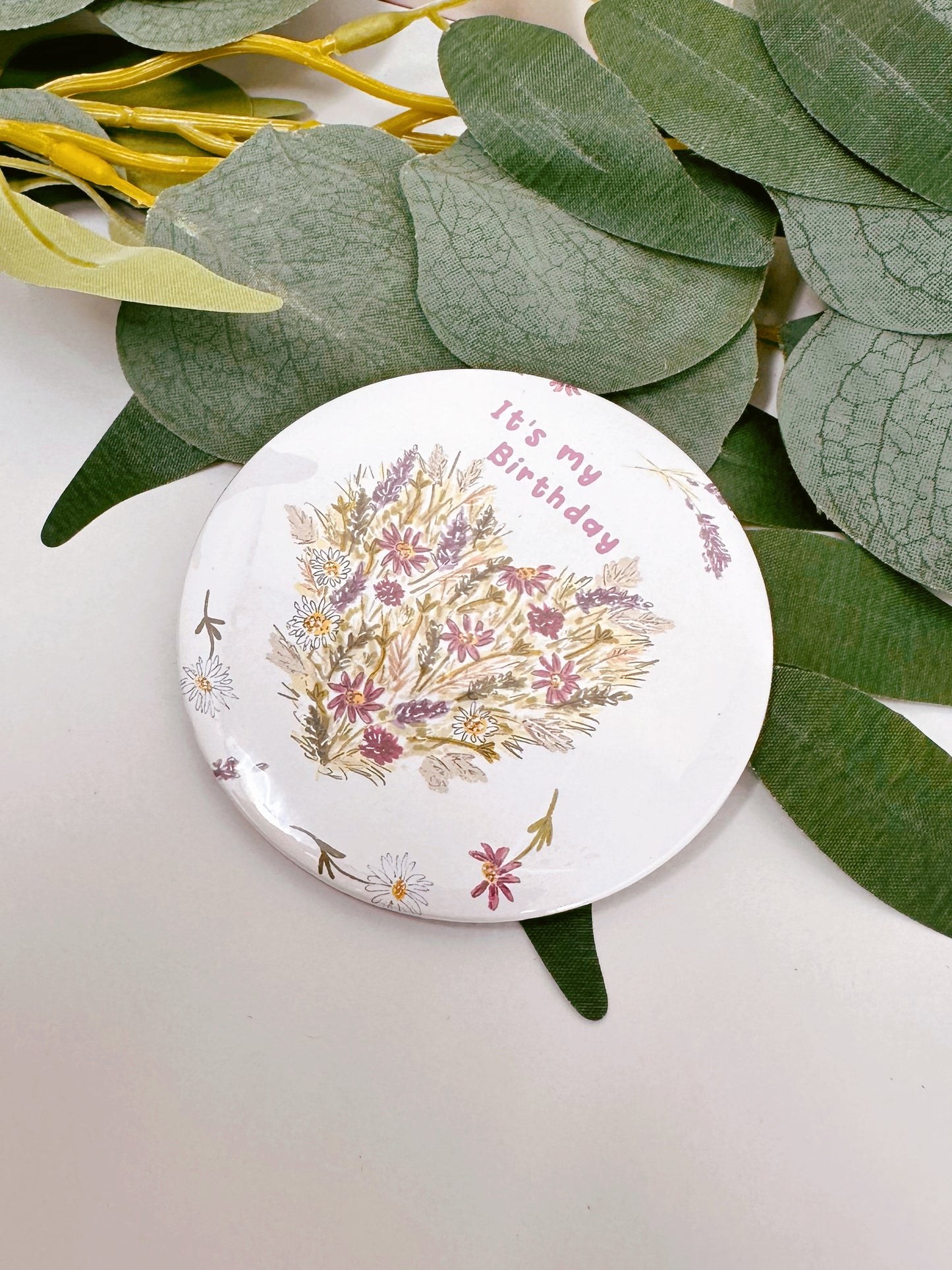 Floral Heart Birthday Badge