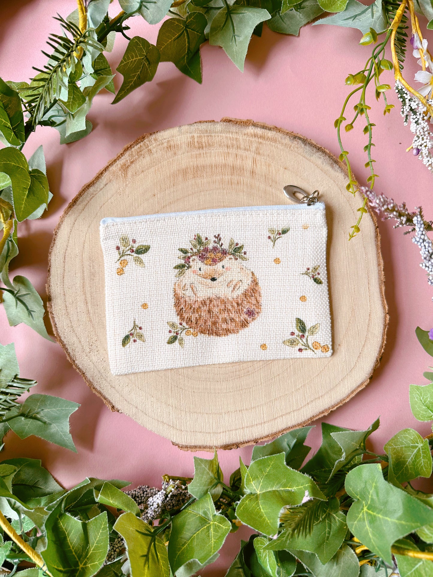 Floral Hedgehog Zip Case