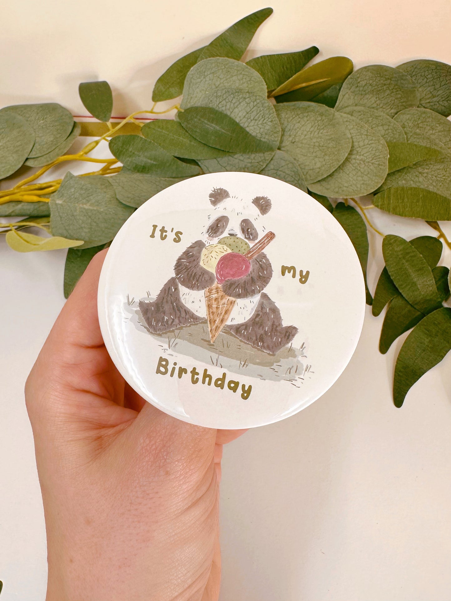 Panda Ice Cream Birthday Badge