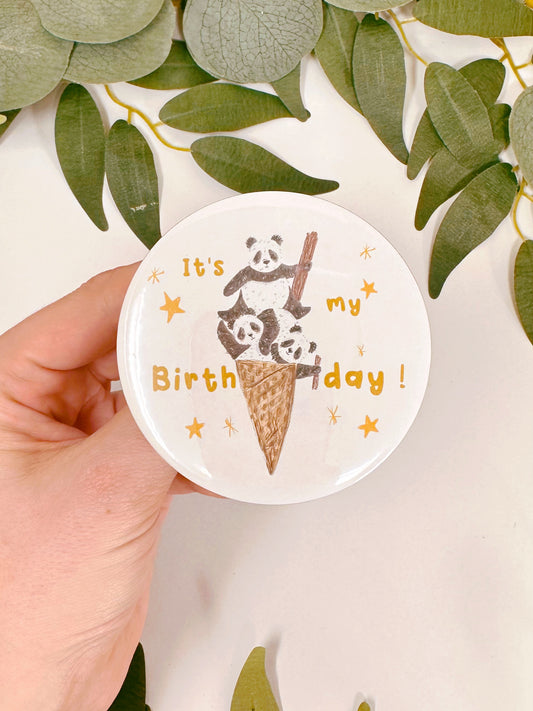 Panda Cone Birthday Badge