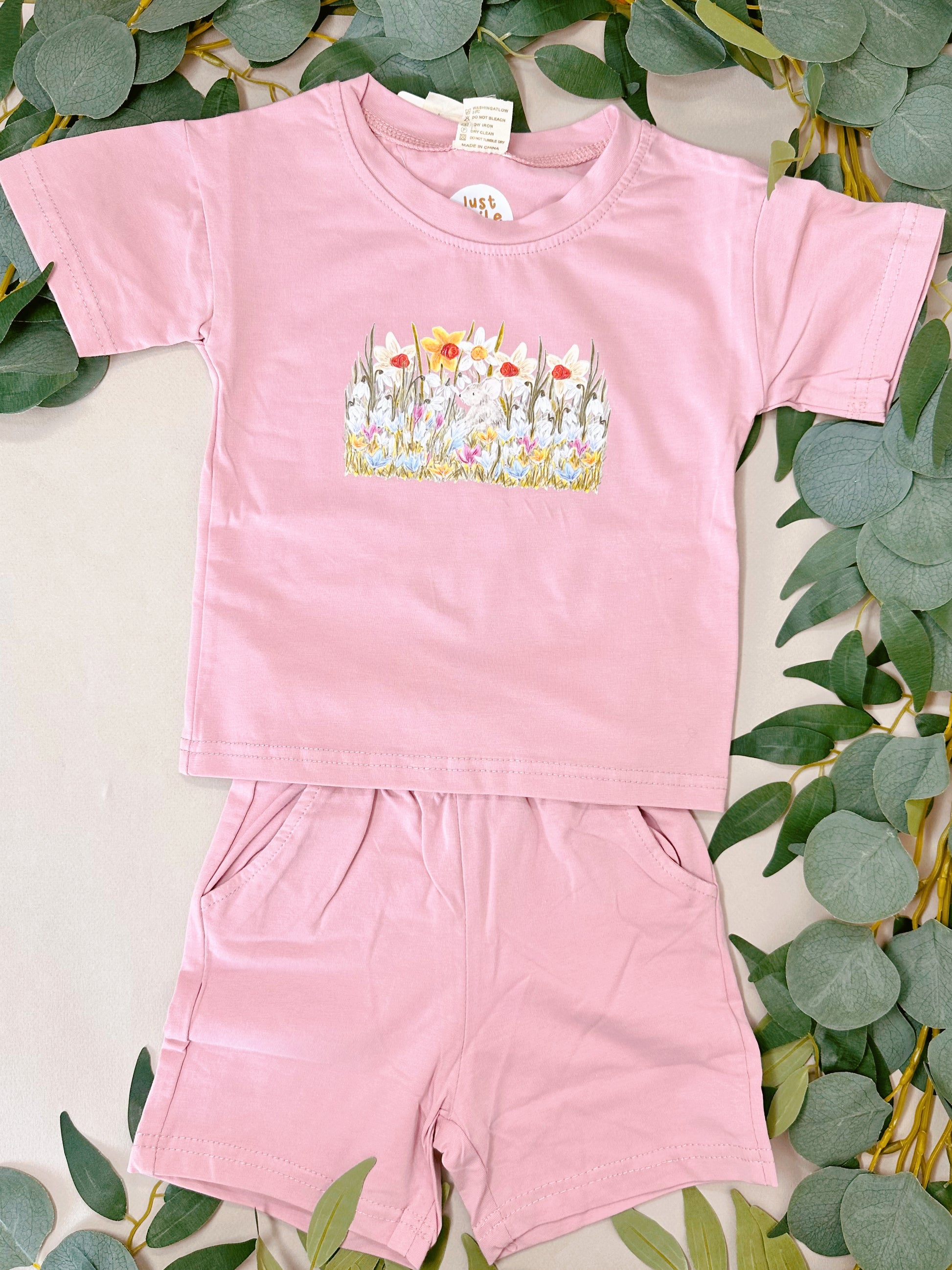Garden mouse pink shorts and tshirt set