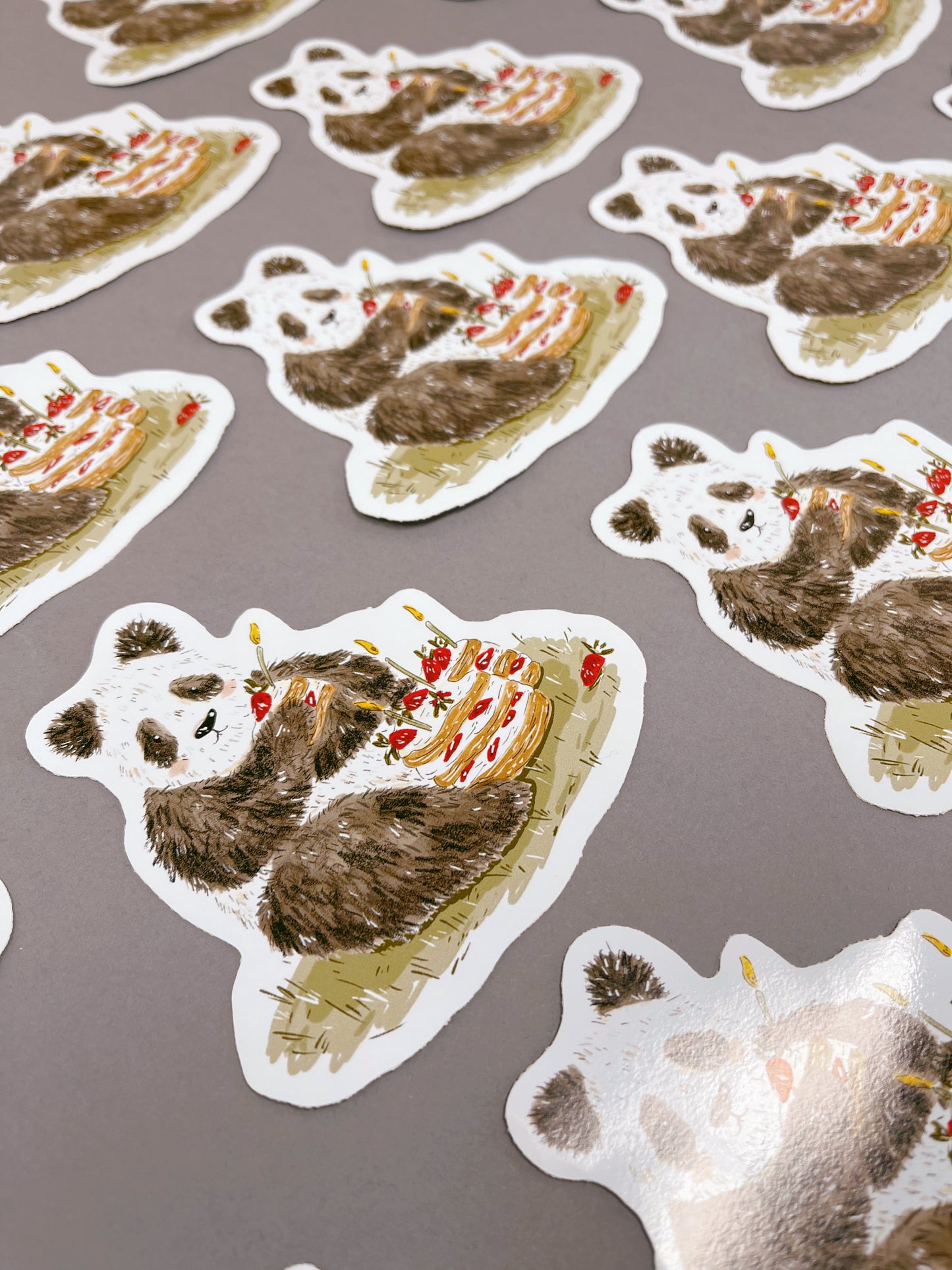 Panda Cake Vinyl Waterproof Sticker