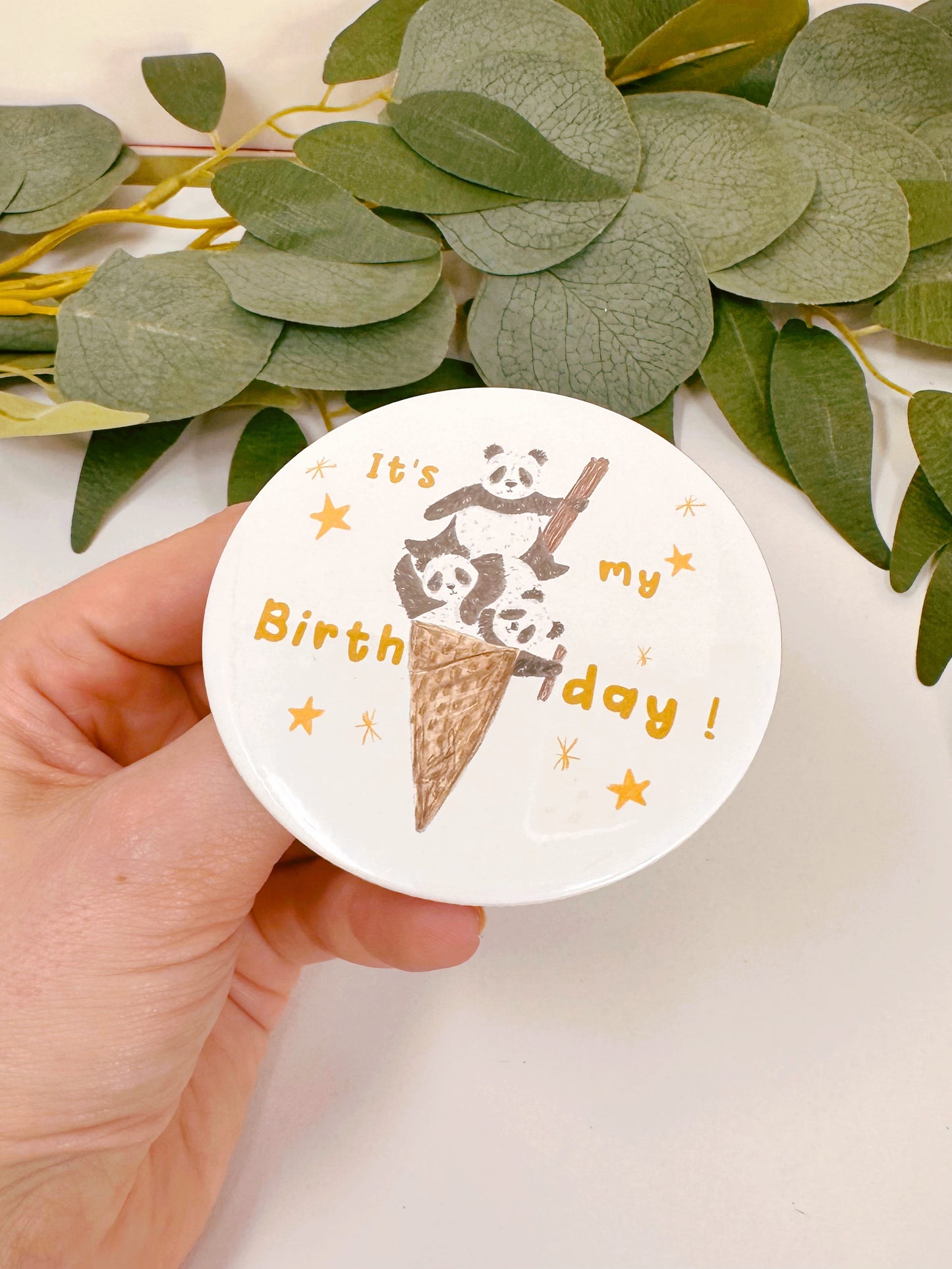 Panda Cone Birthday Badge