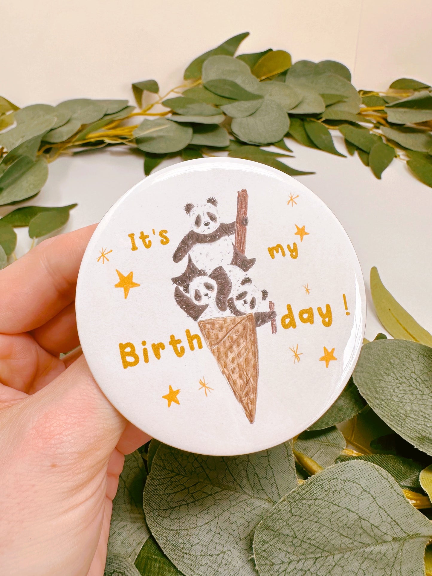 Panda Cone Birthday Badge