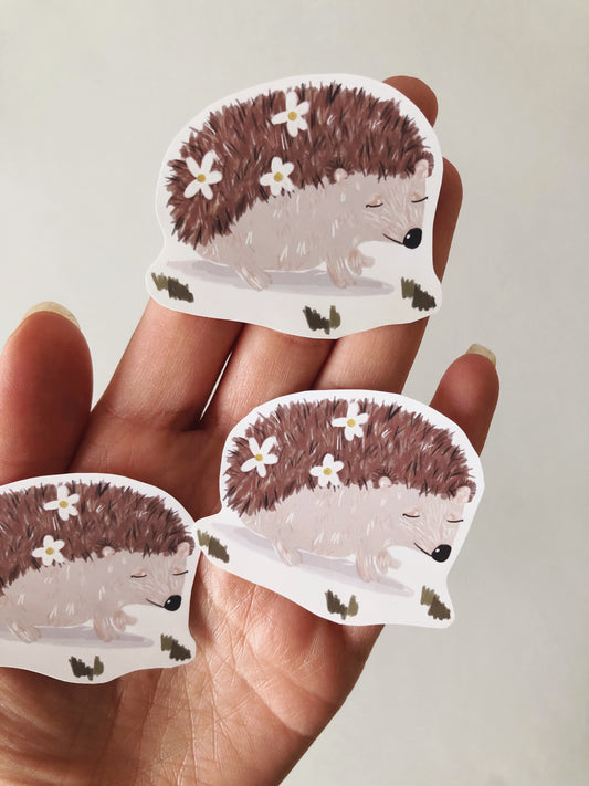 Hedgehog floral sticker