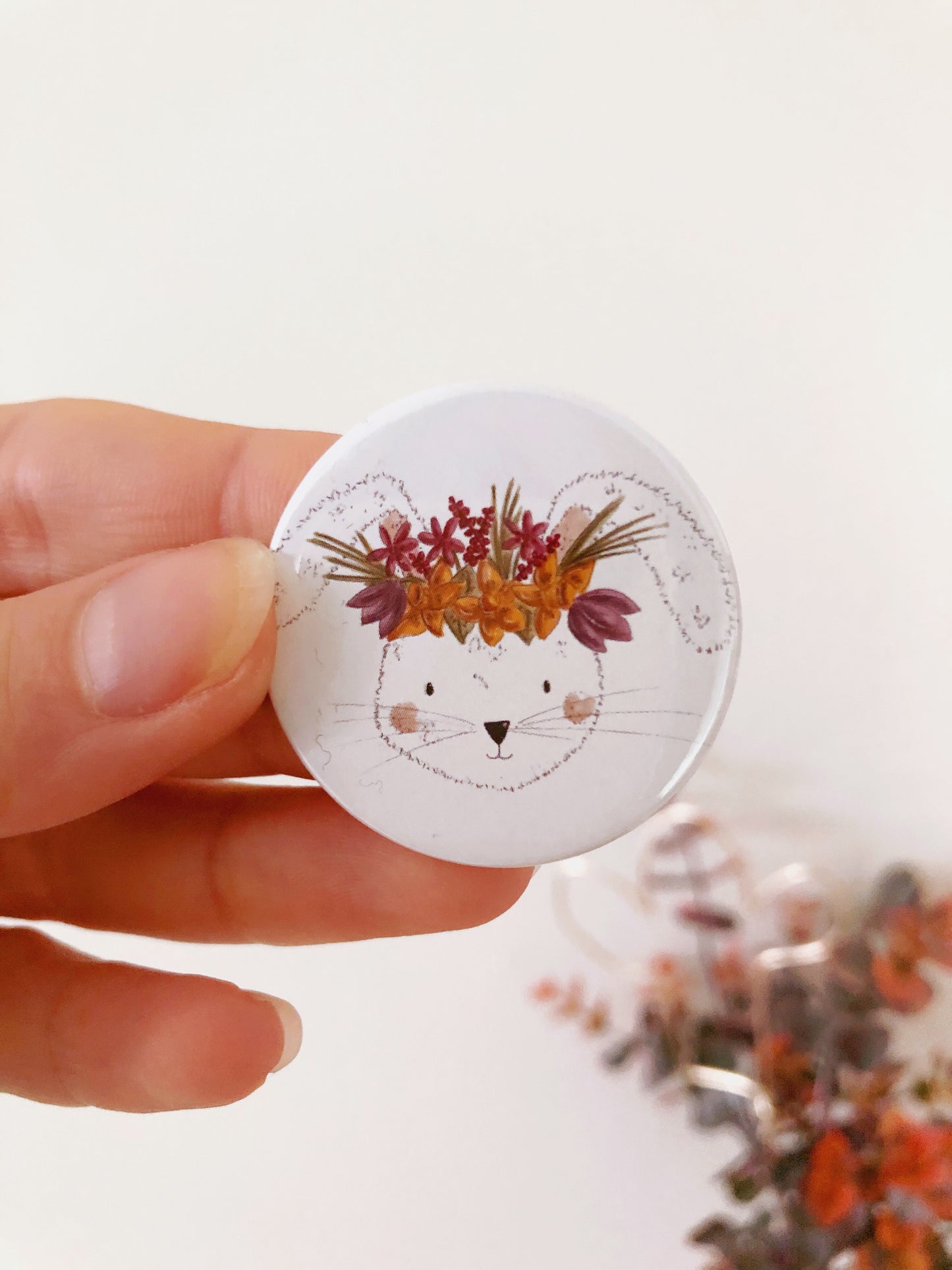 Floral Rabbit Badge