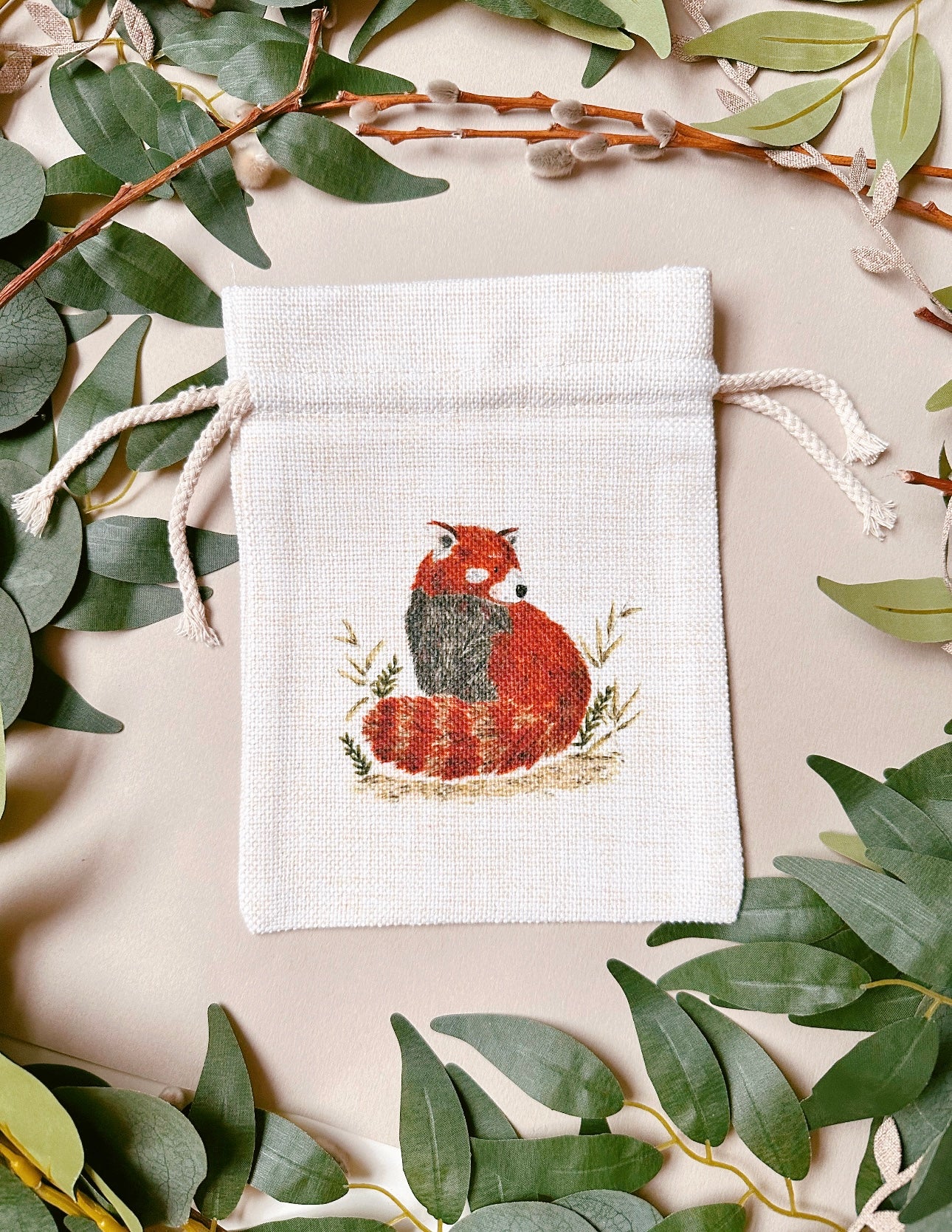 Red Panda Drawstring Bag