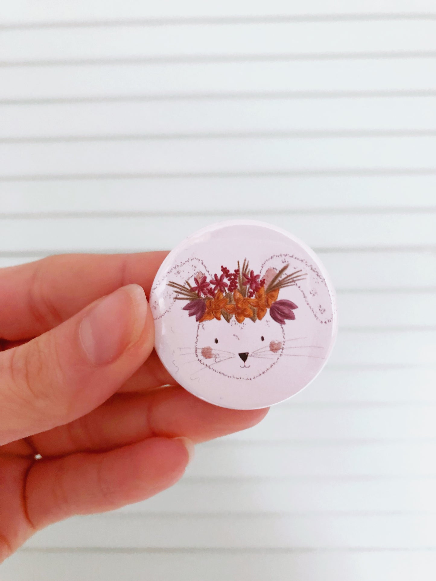 Floral Rabbit Badge