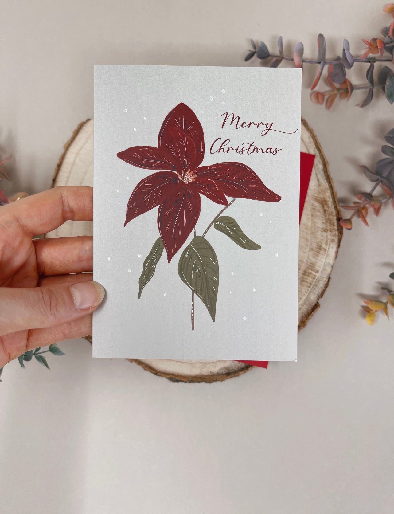 Poinsettia Christmas Card