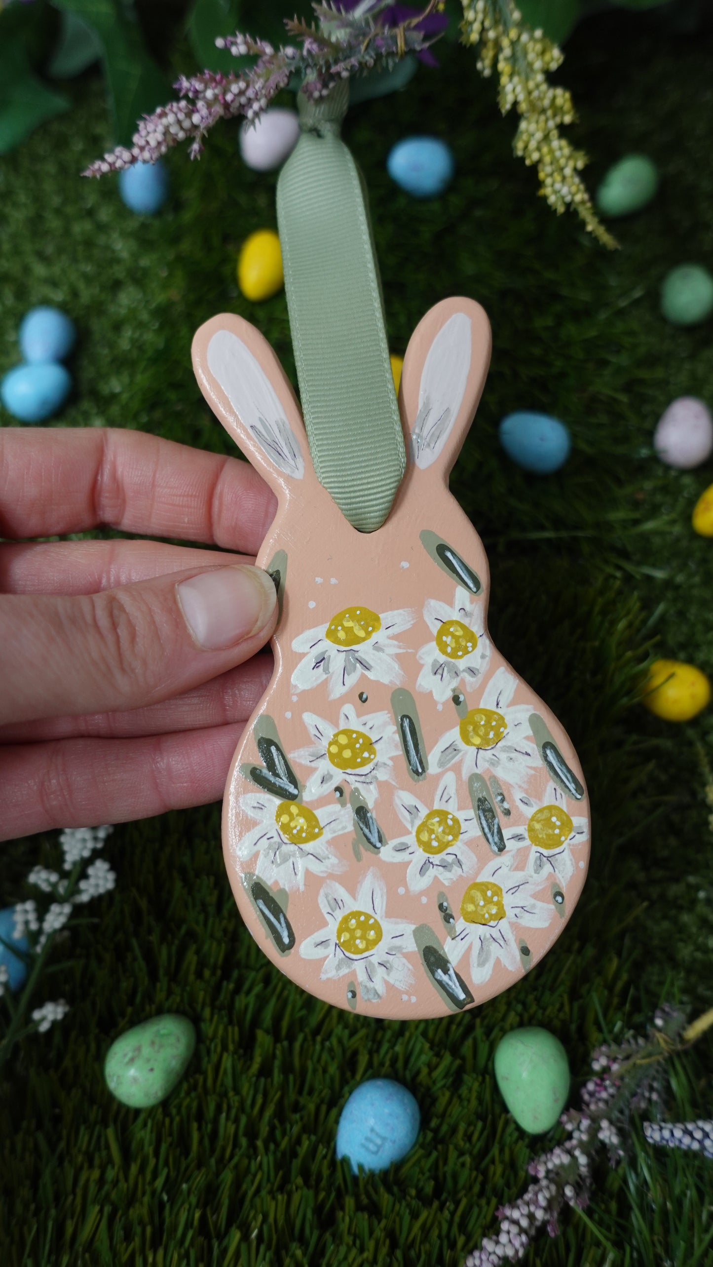 Pink Daisies Flat Bunny