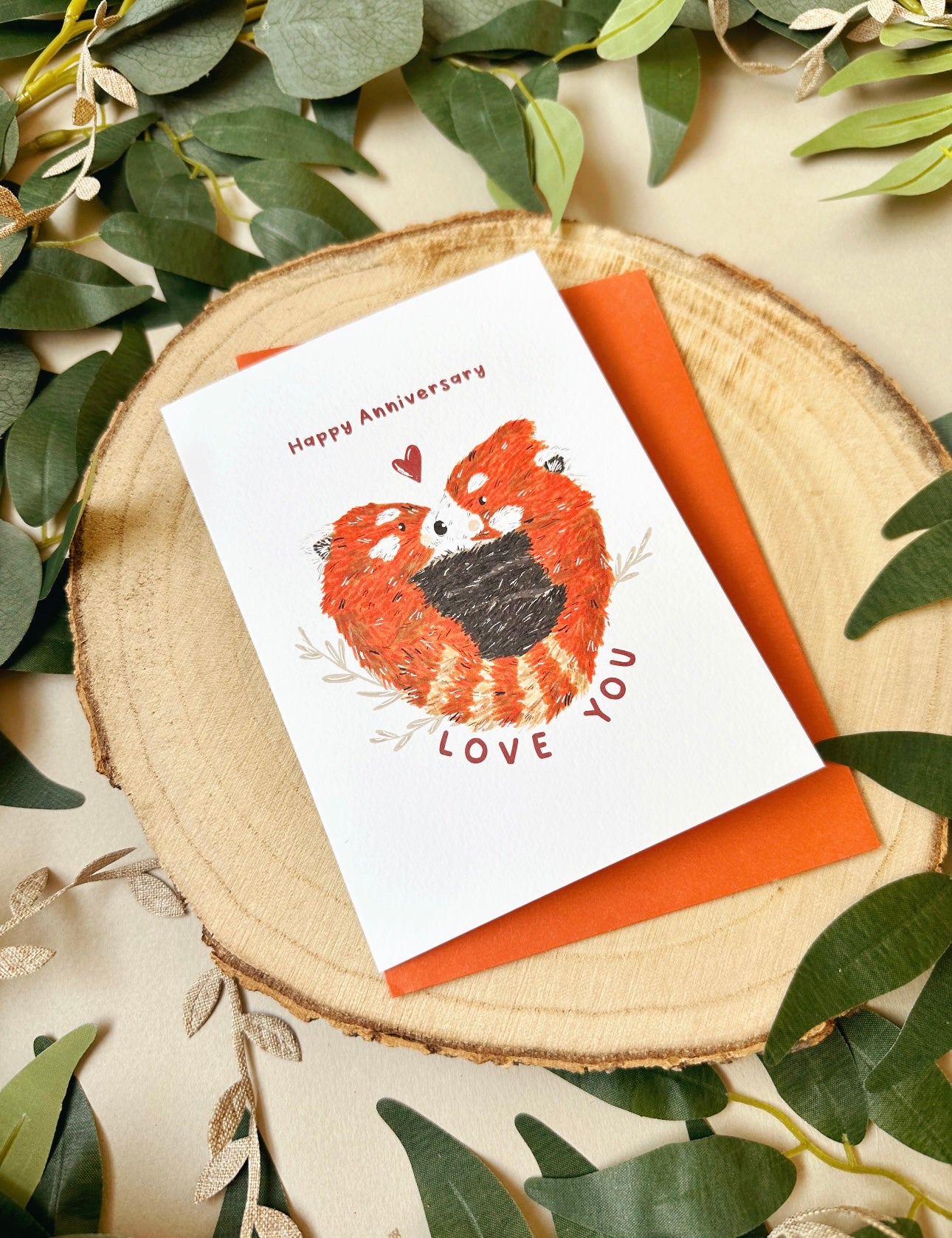 Red Panda Anniversary Card