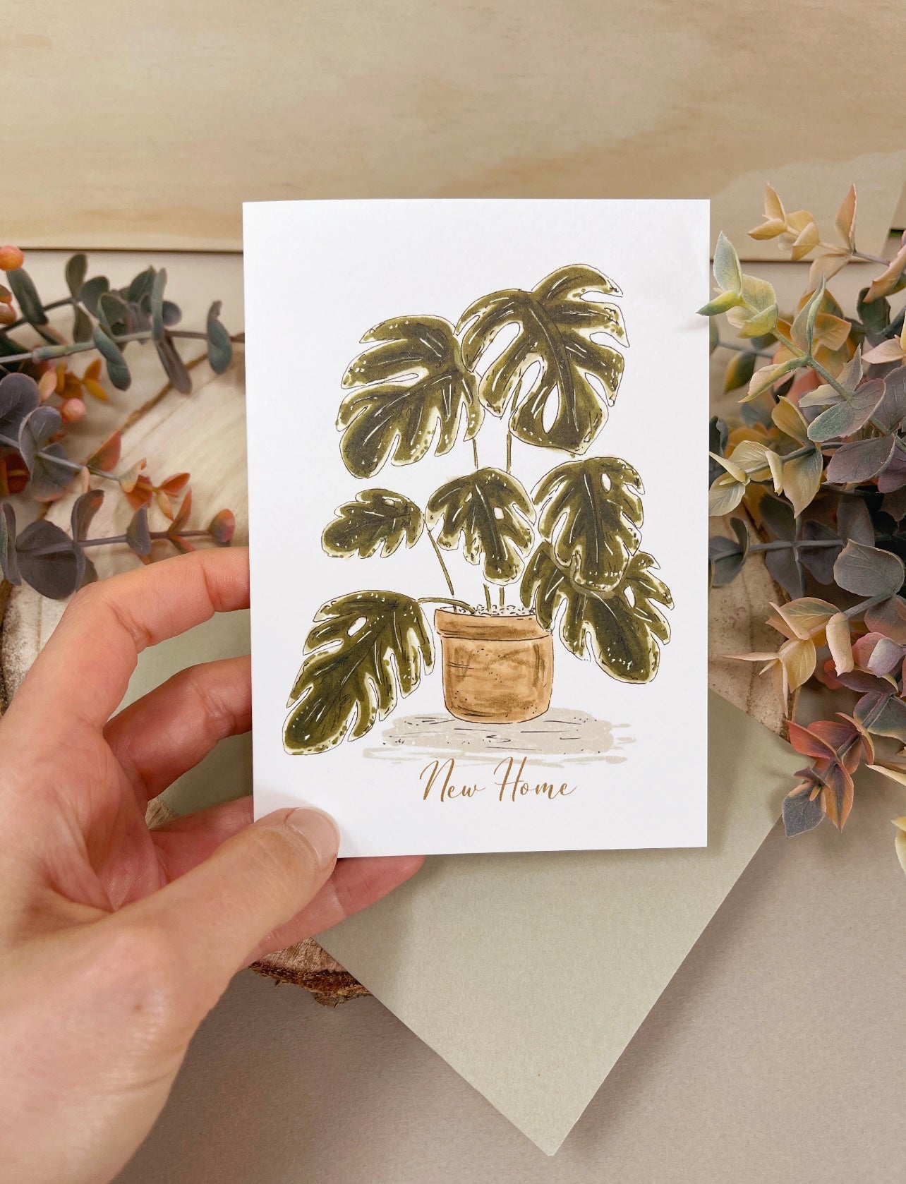 Monstera Plant New Home Card