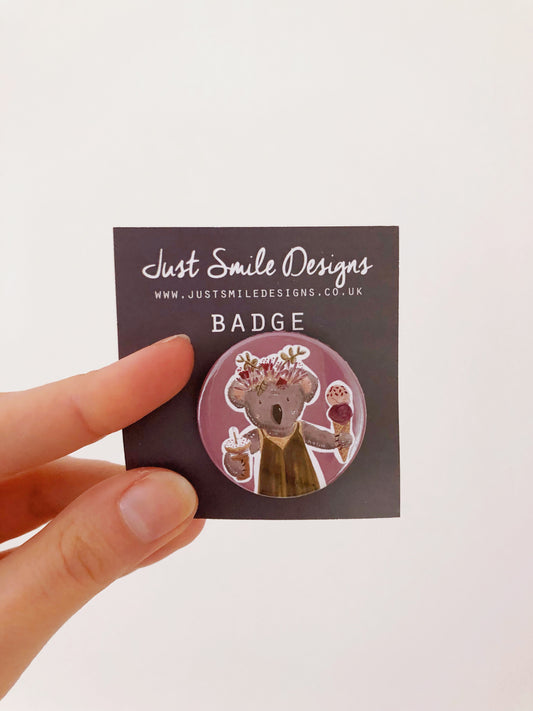 ice cream koala badge
