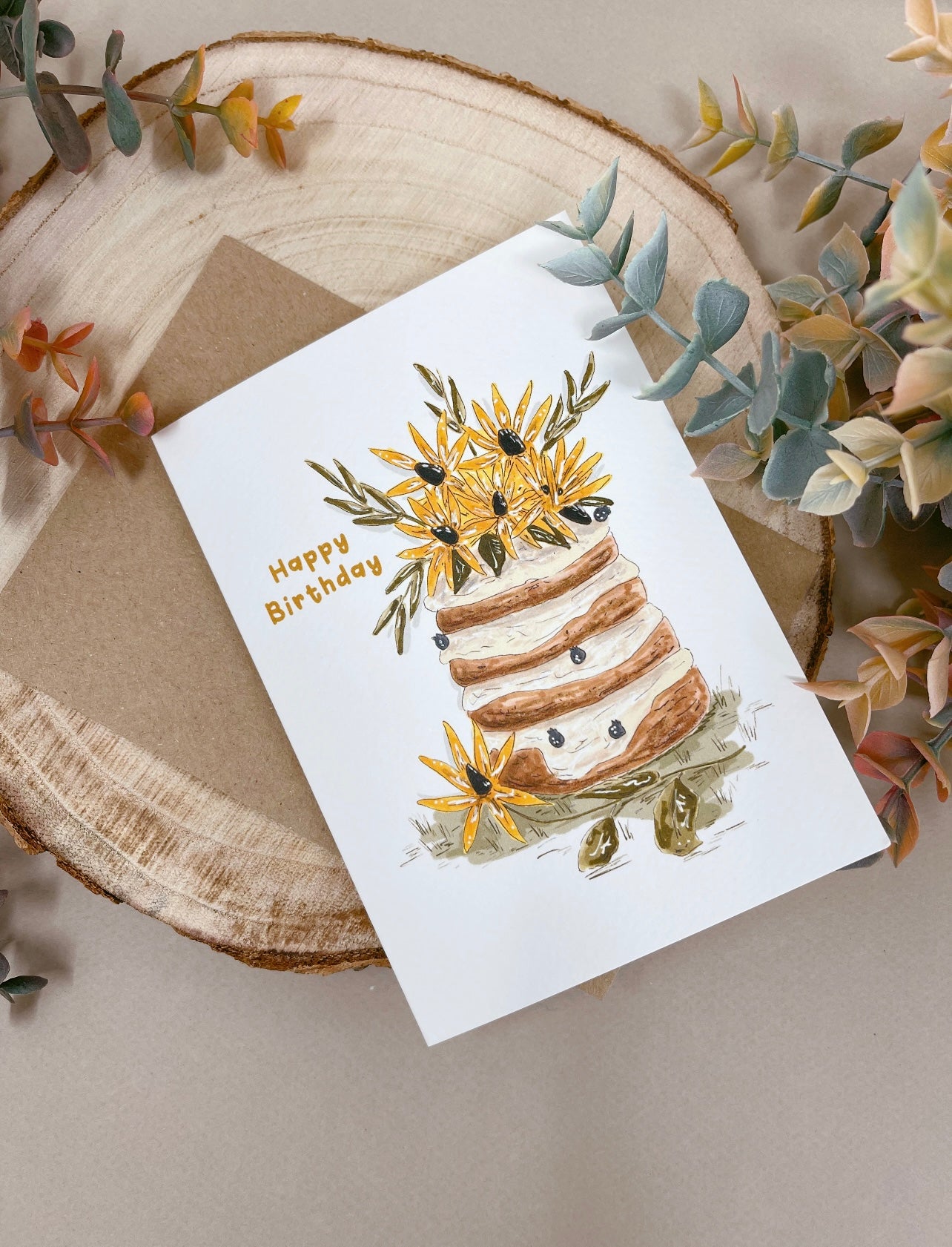 Sunflower Cake Birthday Card