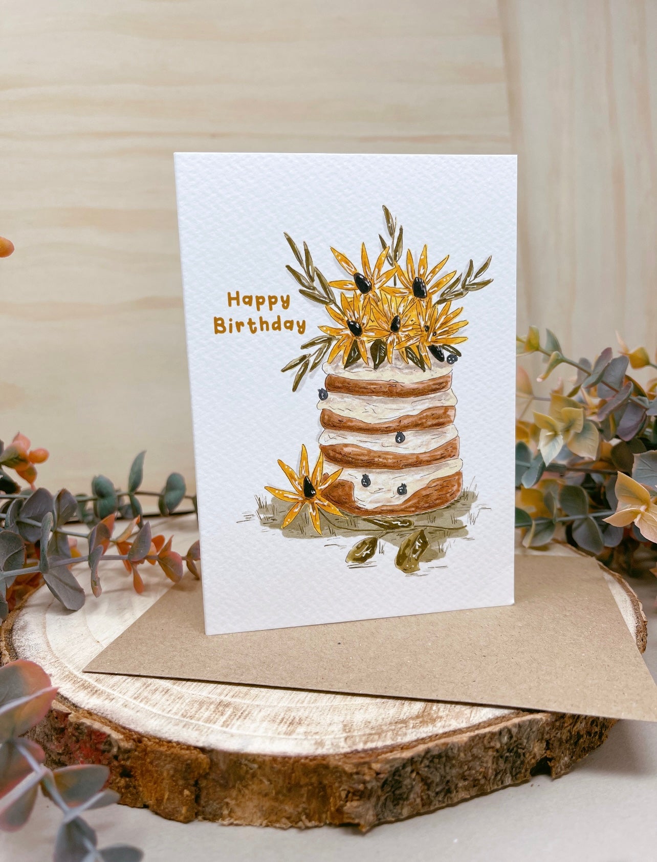 Sunflower Cake Birthday Card