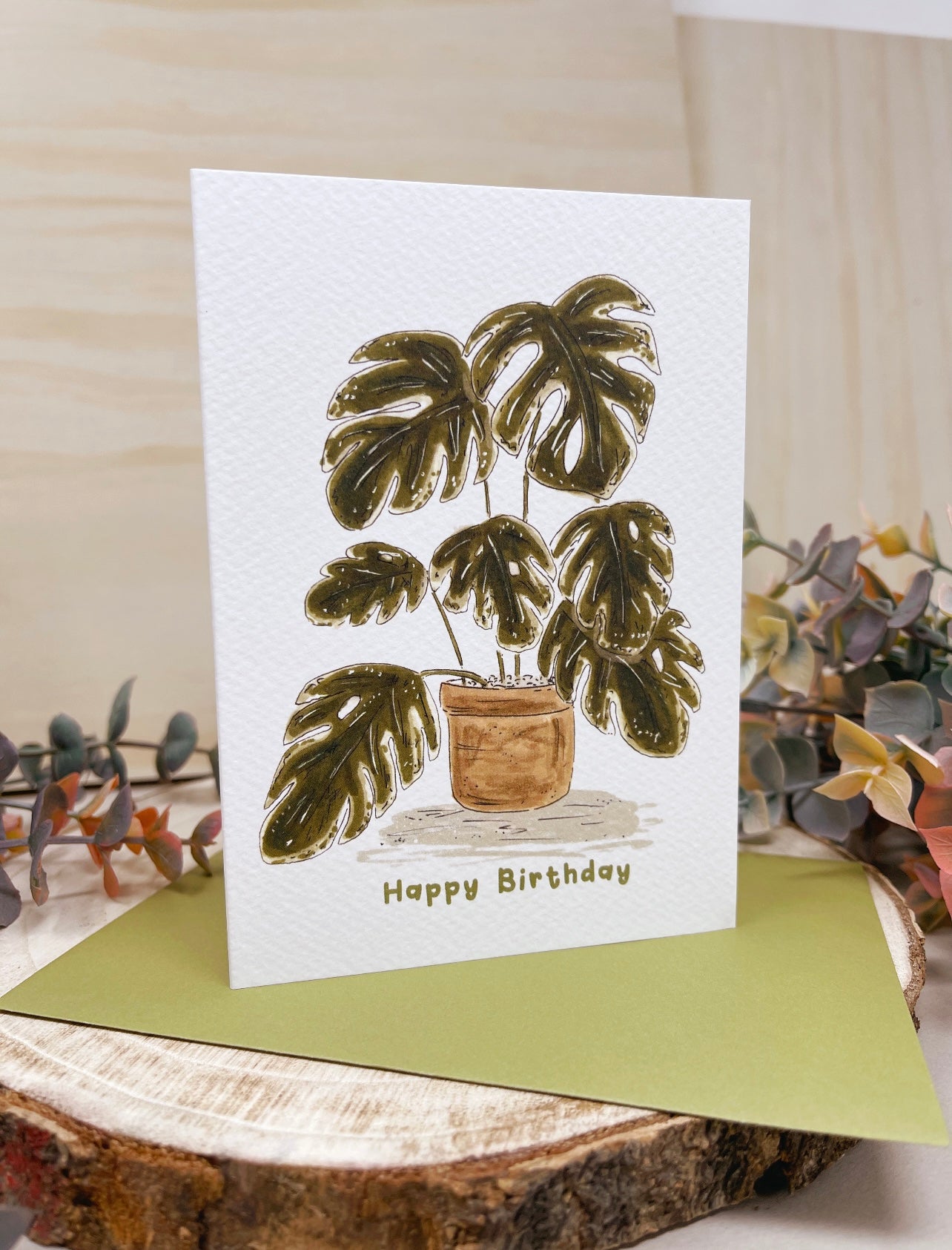 Monstera Plant Birthday Card