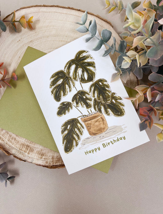 Monstera Plant Birthday Card