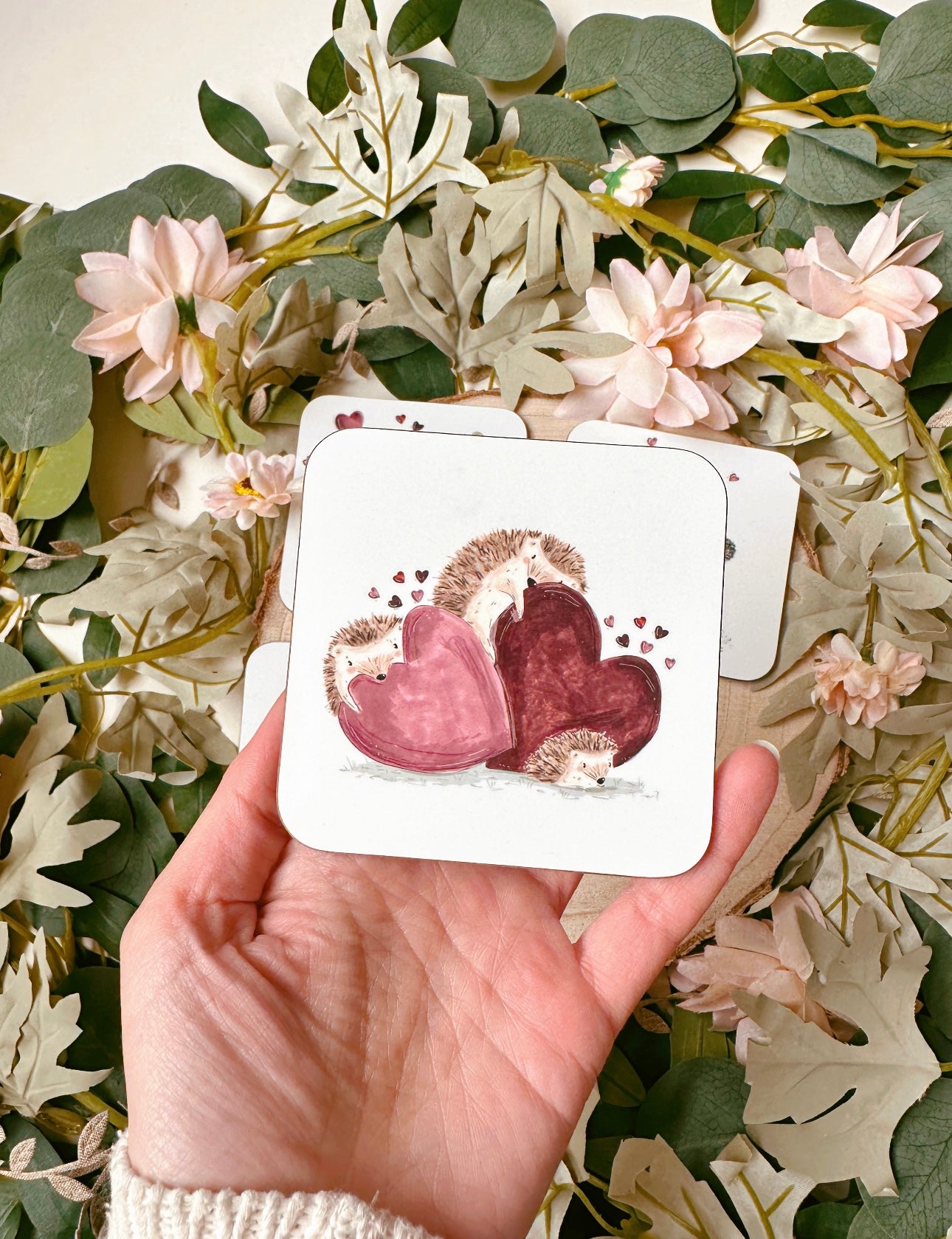 Hedgehog hearts coaster