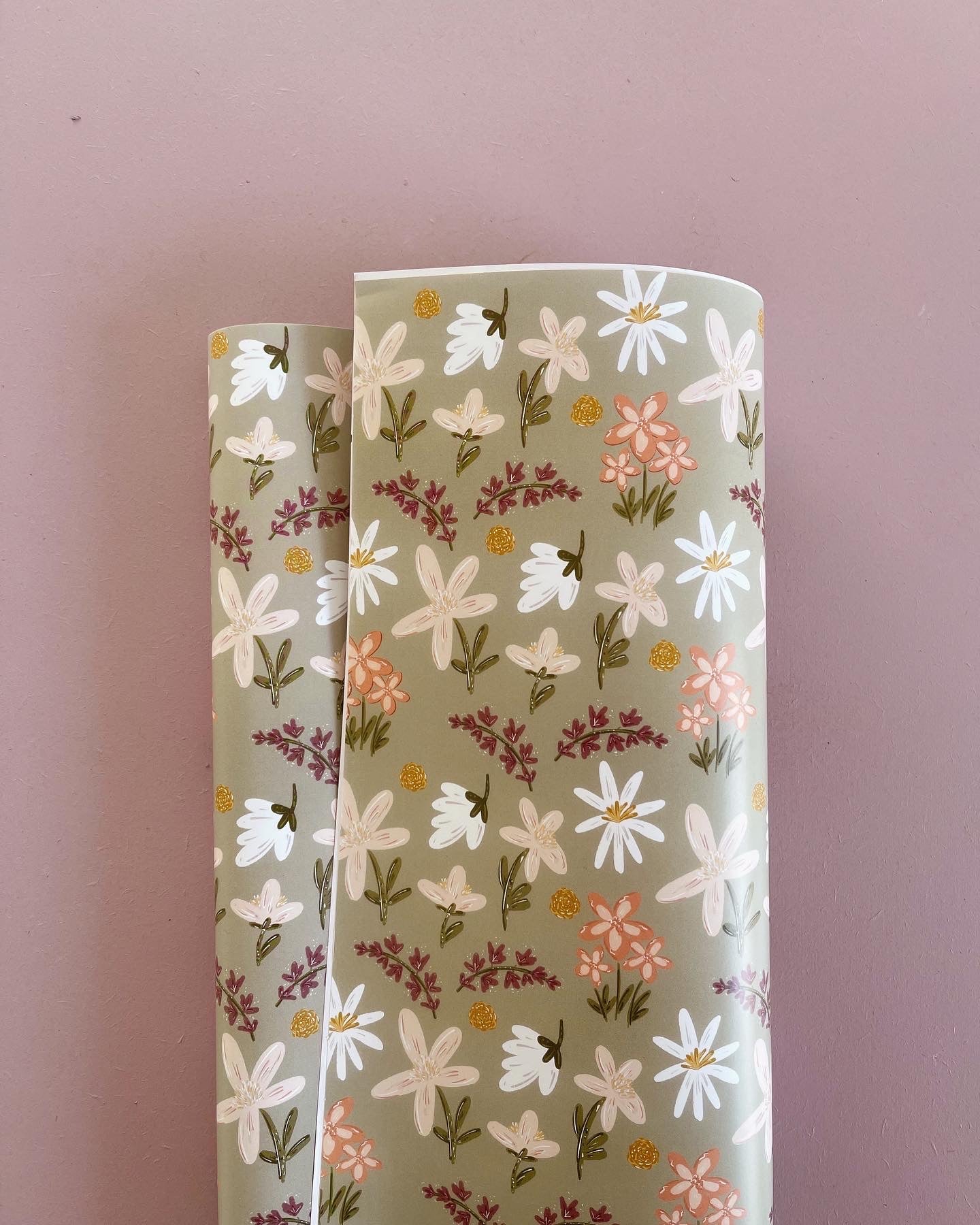 Green floral wrapping paper