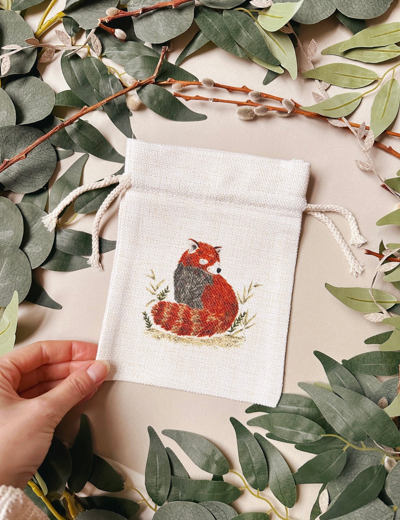 Red Panda Drawstring Bag