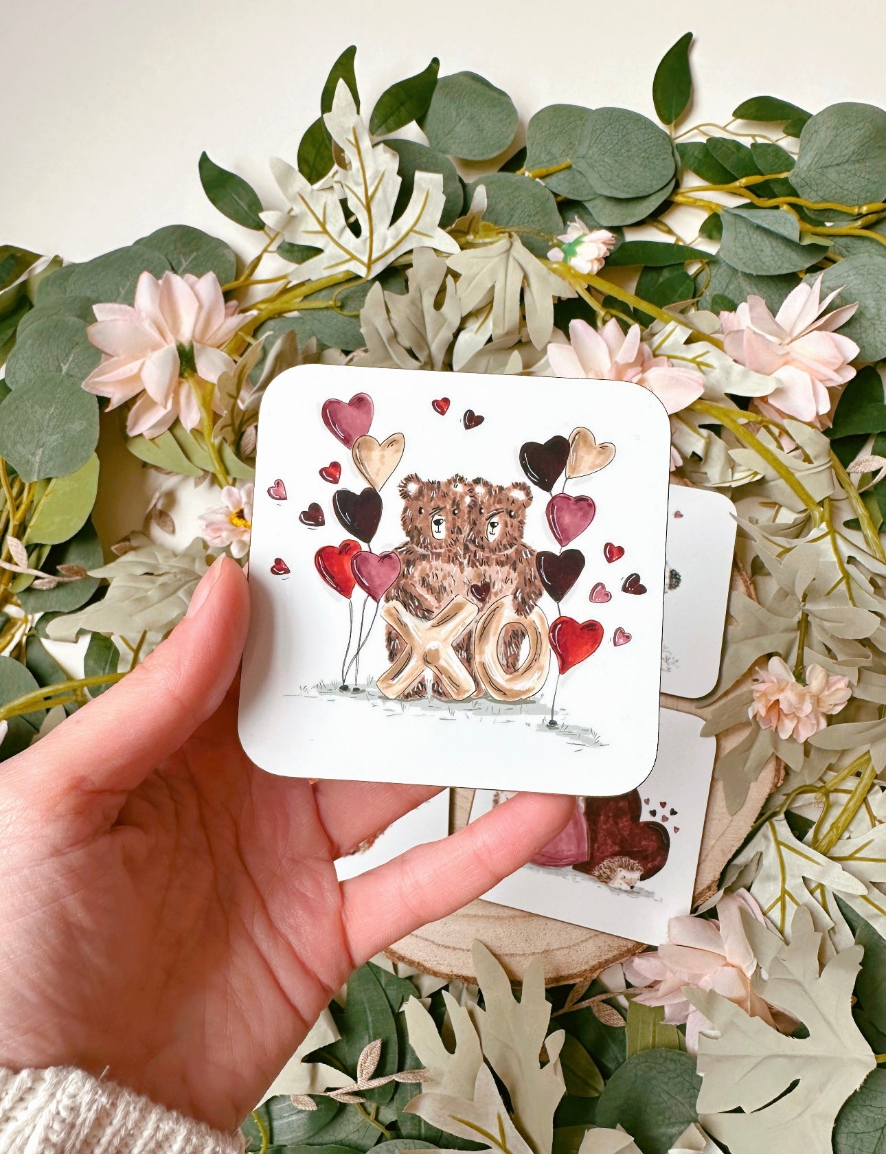 Bear heart balloon coaster