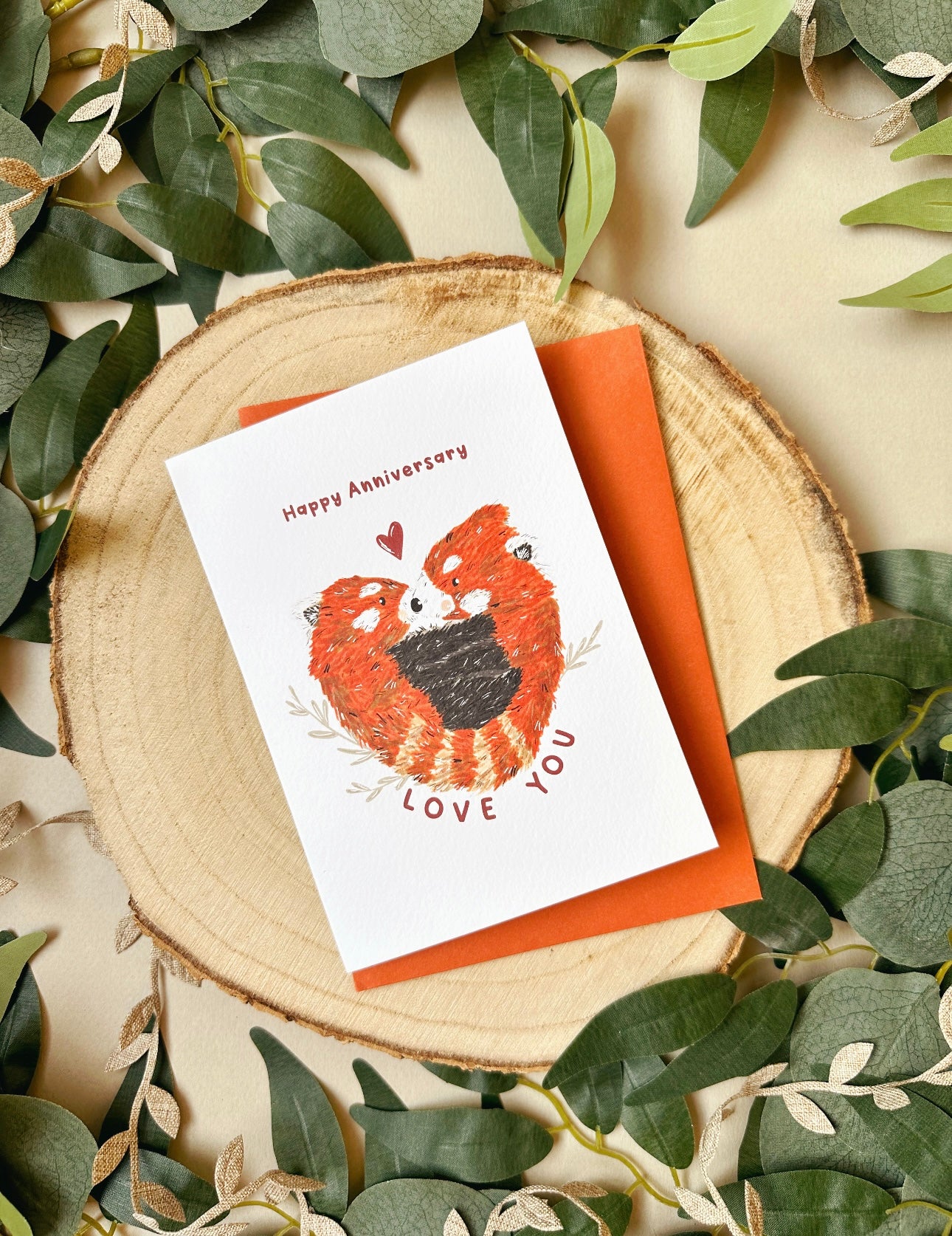 Red Panda Anniversary Card
