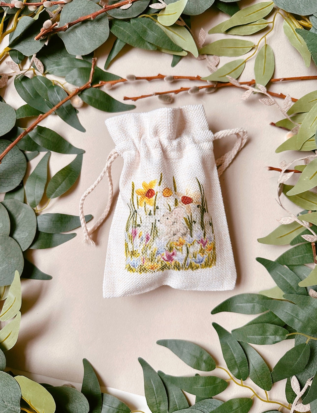 Garden Mouse Drawstring Bag