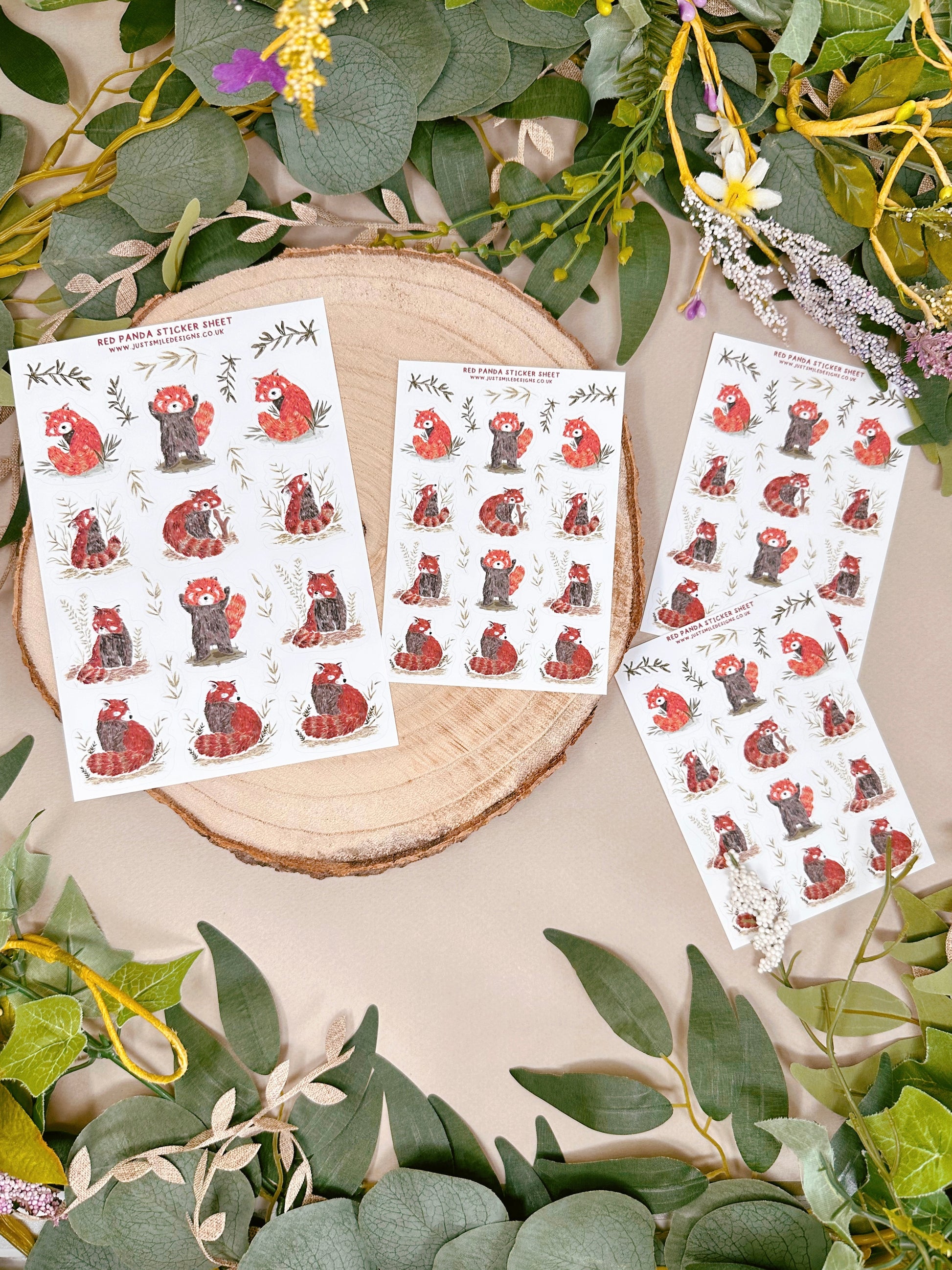 Red panda sticker sheet