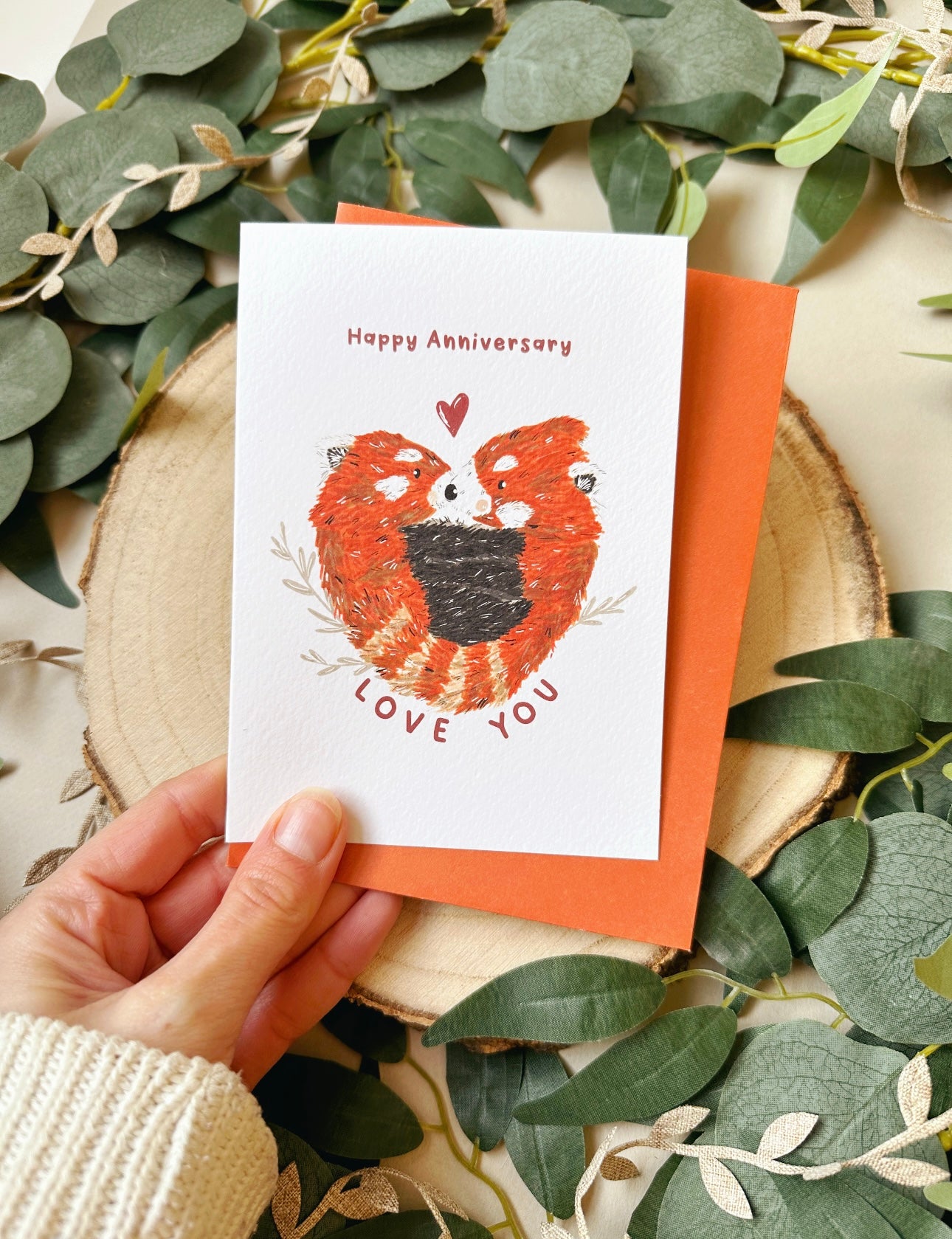 Red Panda Anniversary Card