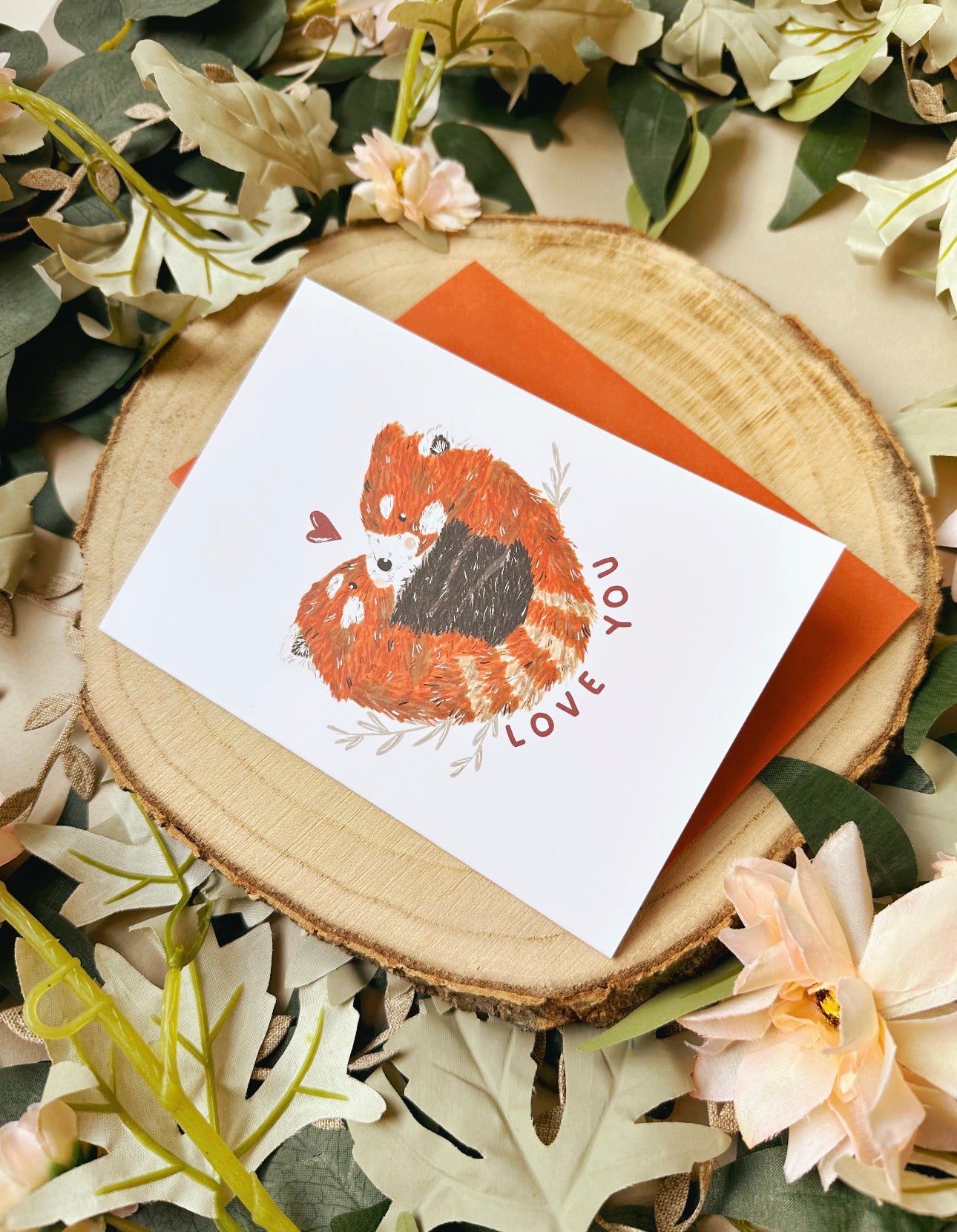 Red Panda Valentines Card