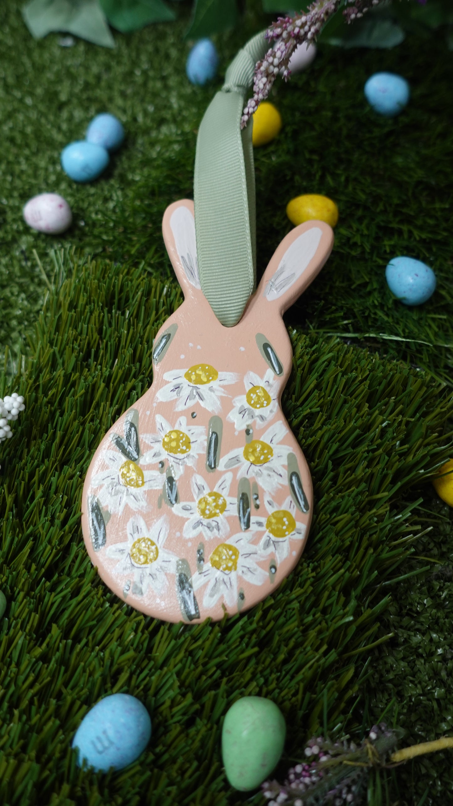 Pink Daisies Flat Bunny