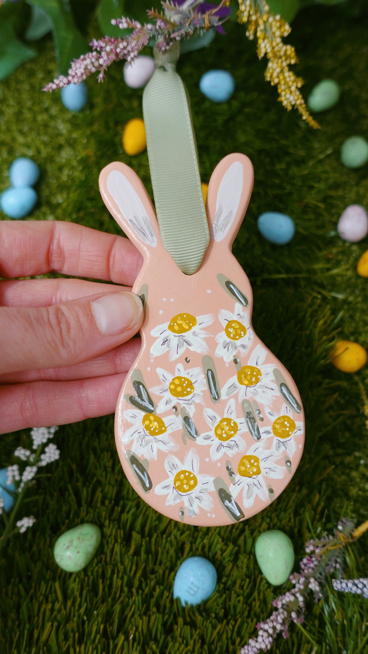 Pink Daisies Flat Bunny